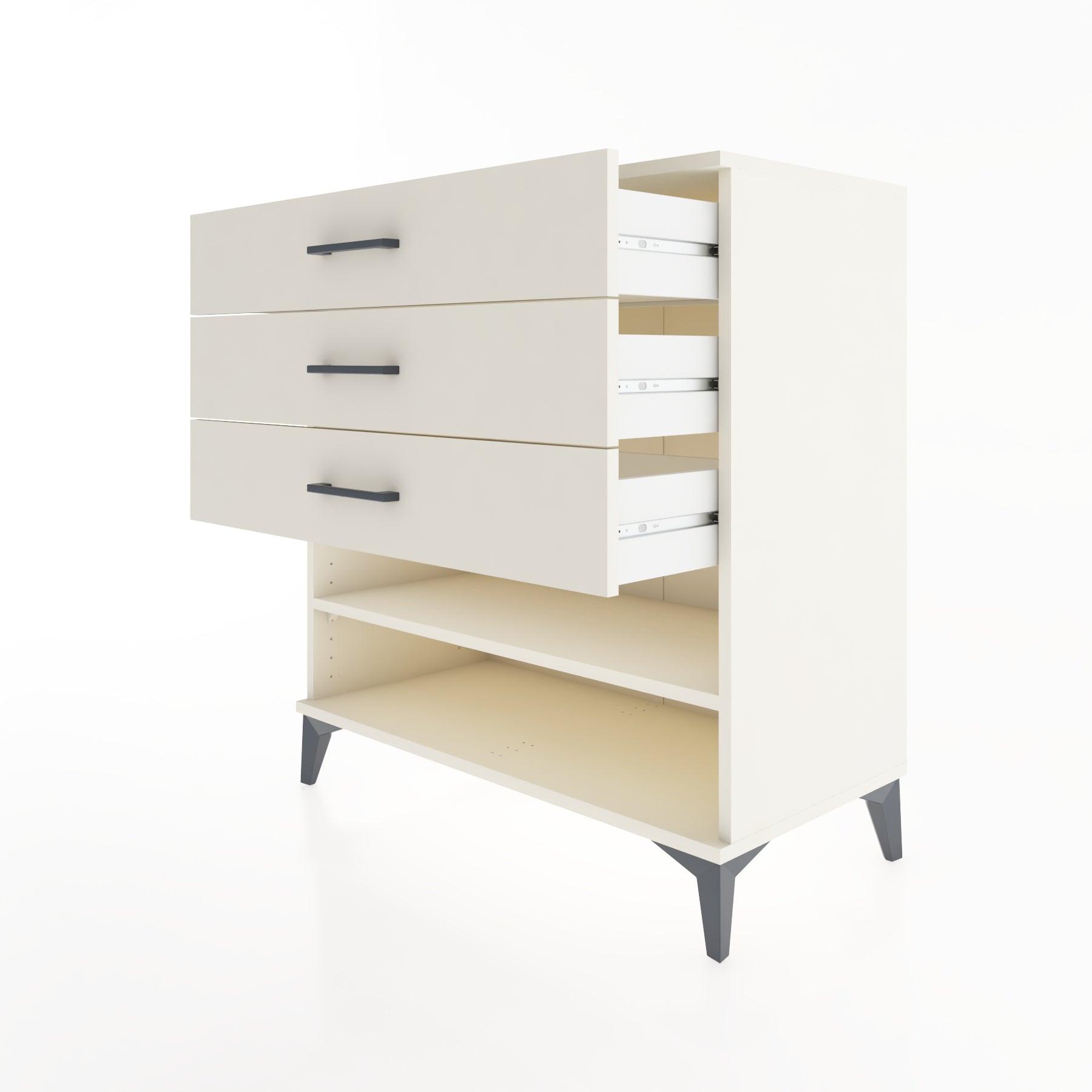 Woodntry Modüler Şifonyer Aytaşı 88x44x84 cm Çekmeceli ve Raflı CR12-1