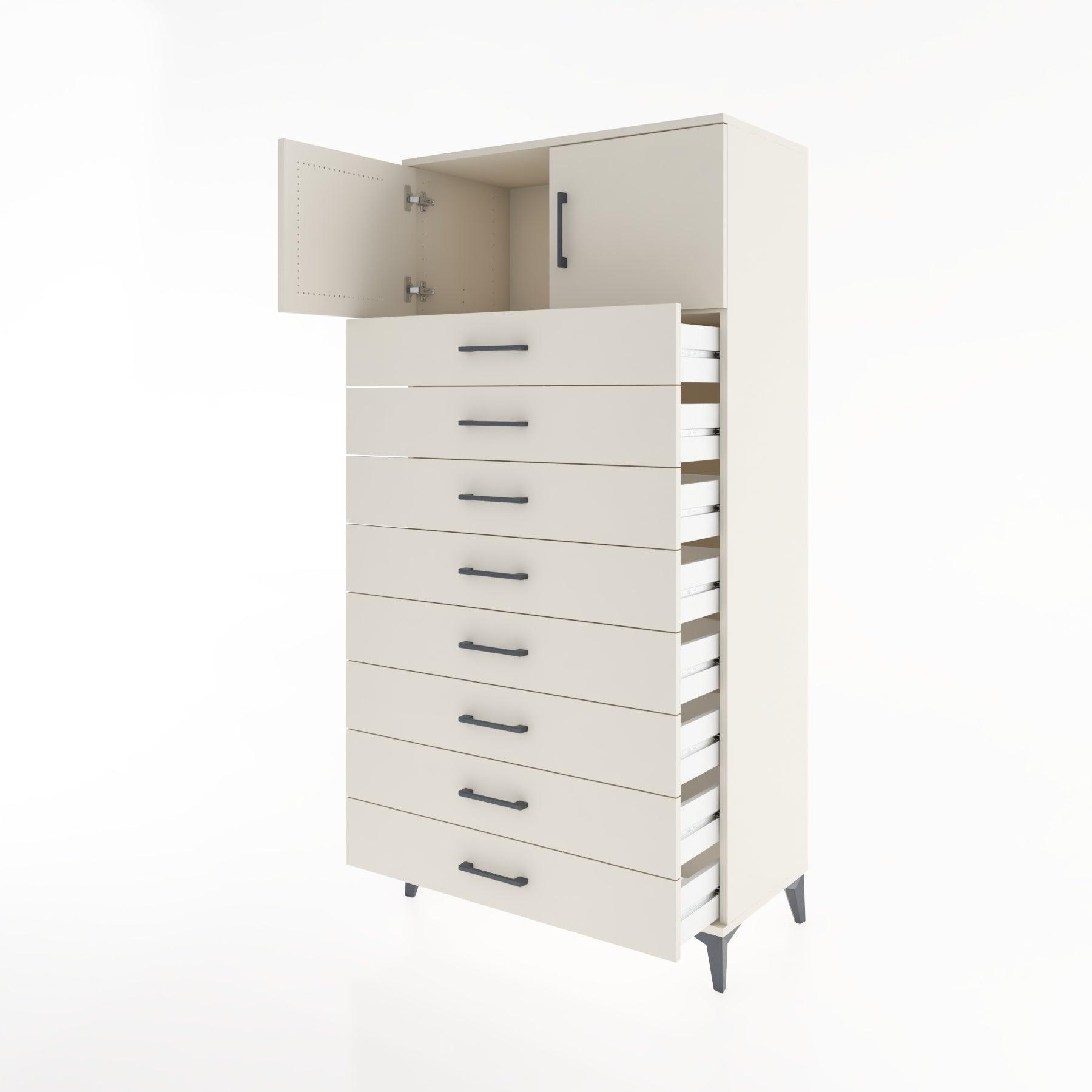 Woodntry Modular Cabinet Moonstone 88x44x170 cm with Doors and Drawers KC1-1