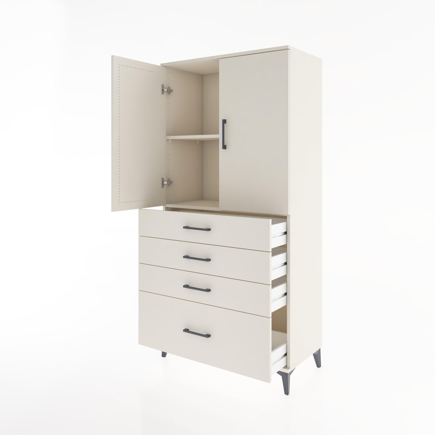 Woodntry Modular Cabinet Moonstone 88x44x170 cm with Doors and Drawers KC13-1