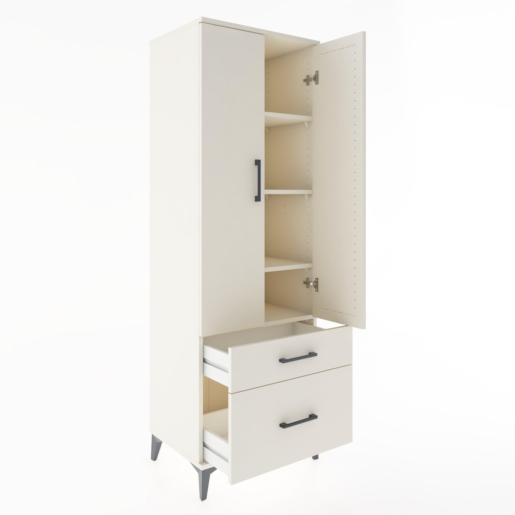 Woodntry Modular Cabinet Moonstone 60x44x170 cm with Doors and Drawers KC15-1