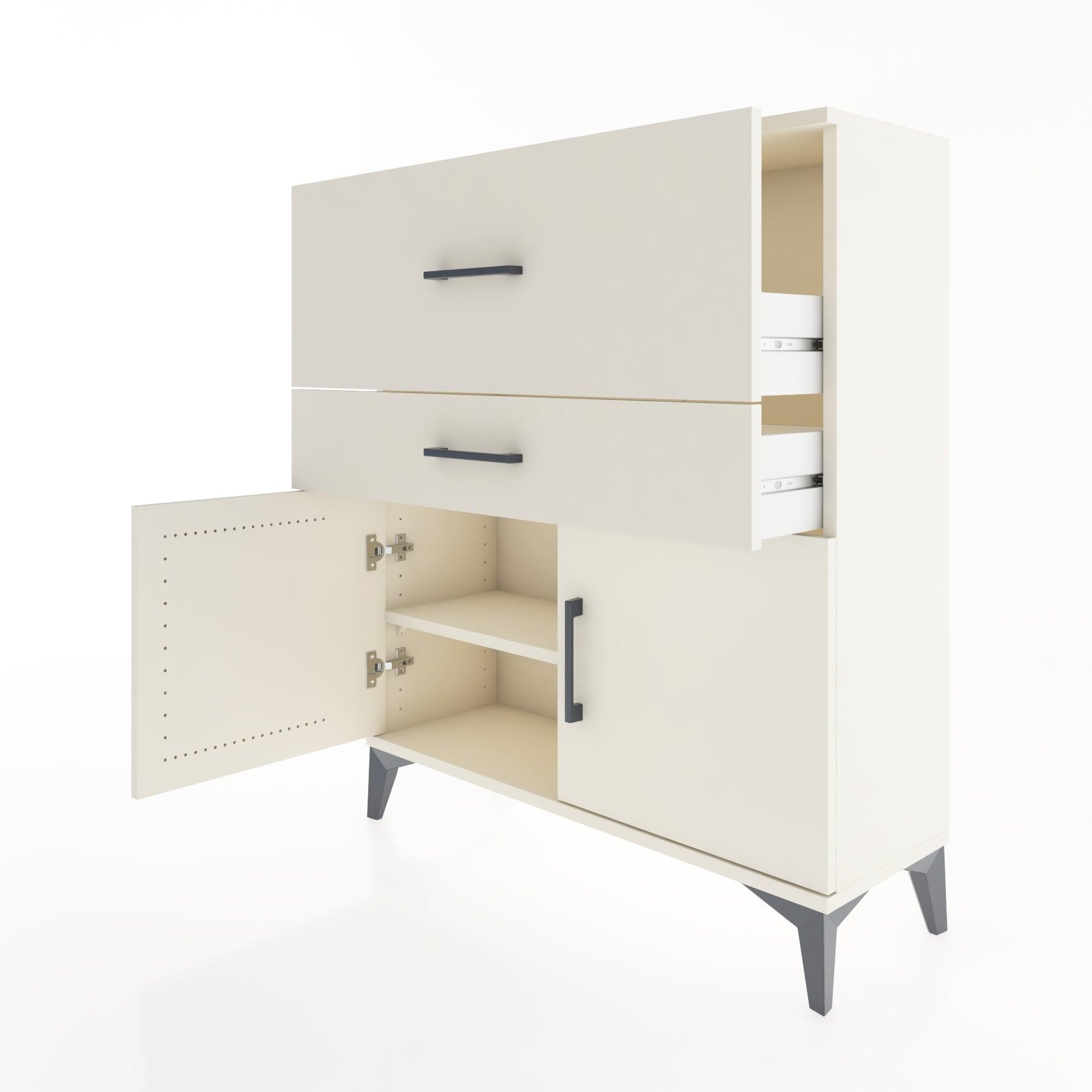 Woodntry Modüler Şifonyer Aytaşı 88x30x94 cm Kapaklı ve Çekmeceli KC12-1
