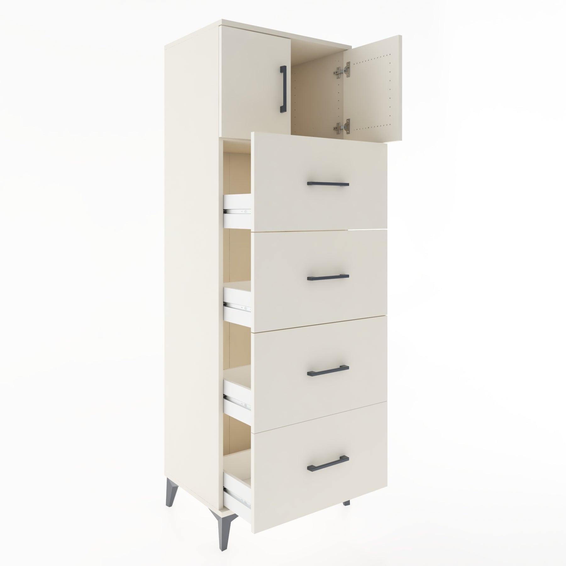 Woodntry Modular Cabinet Moonstone 60x44x170 cm with Doors and Drawers KC25-1