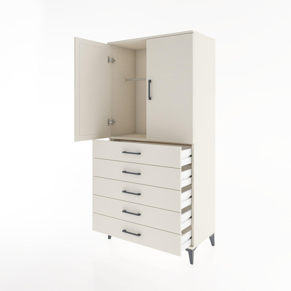 Woodntry Modular Cabinet Moonstone 88x44x170 cm with Doors and Drawers KC26-1