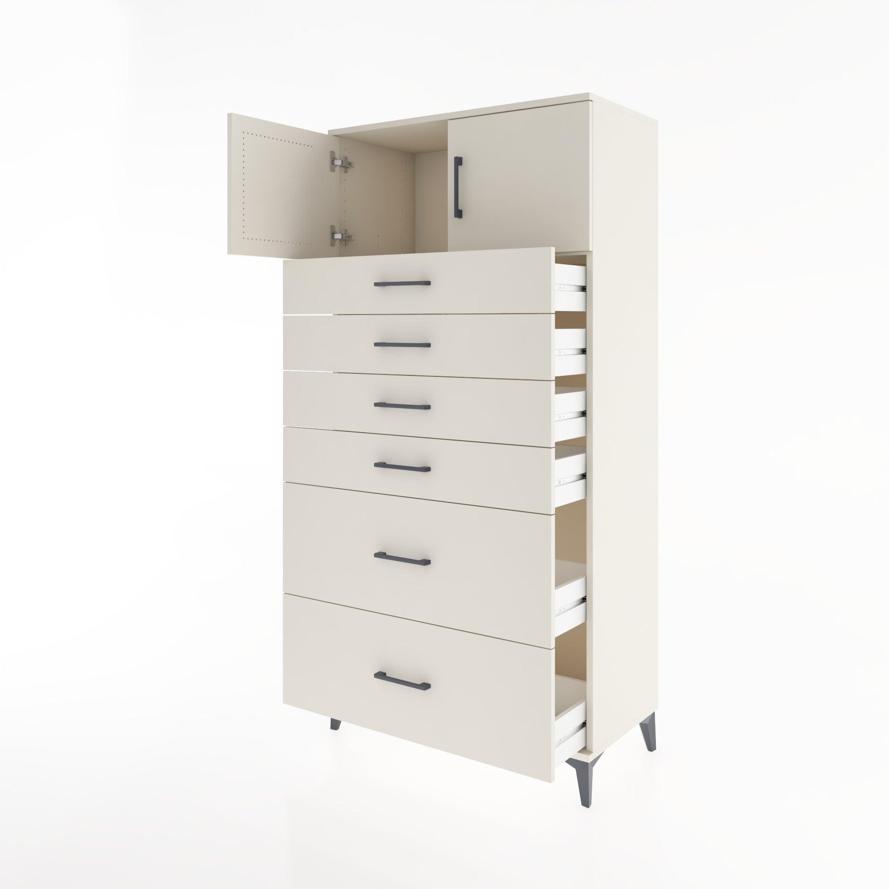 Woodntry Modular Cabinet Moonstone 88x44x170 cm with Doors and Drawers KC17-1