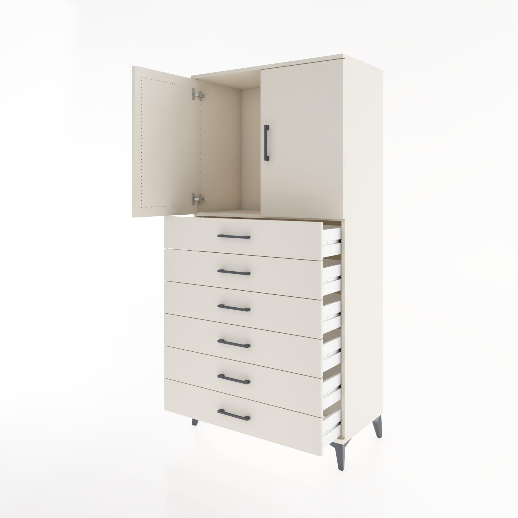 Woodntry Modular Cabinet Moonstone 88x44x170 cm with Doors and Drawers KC3-1