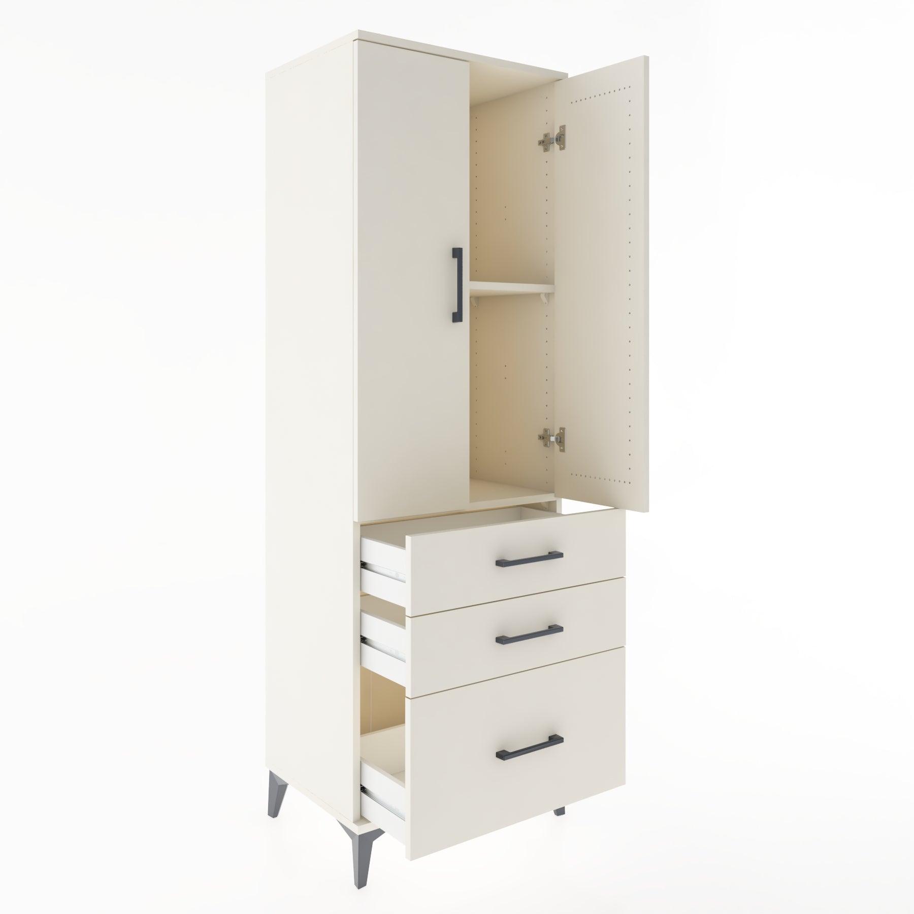 Woodntry Modular Cabinet Moonstone 60x44x170 cm with Doors and Drawers KC14-1