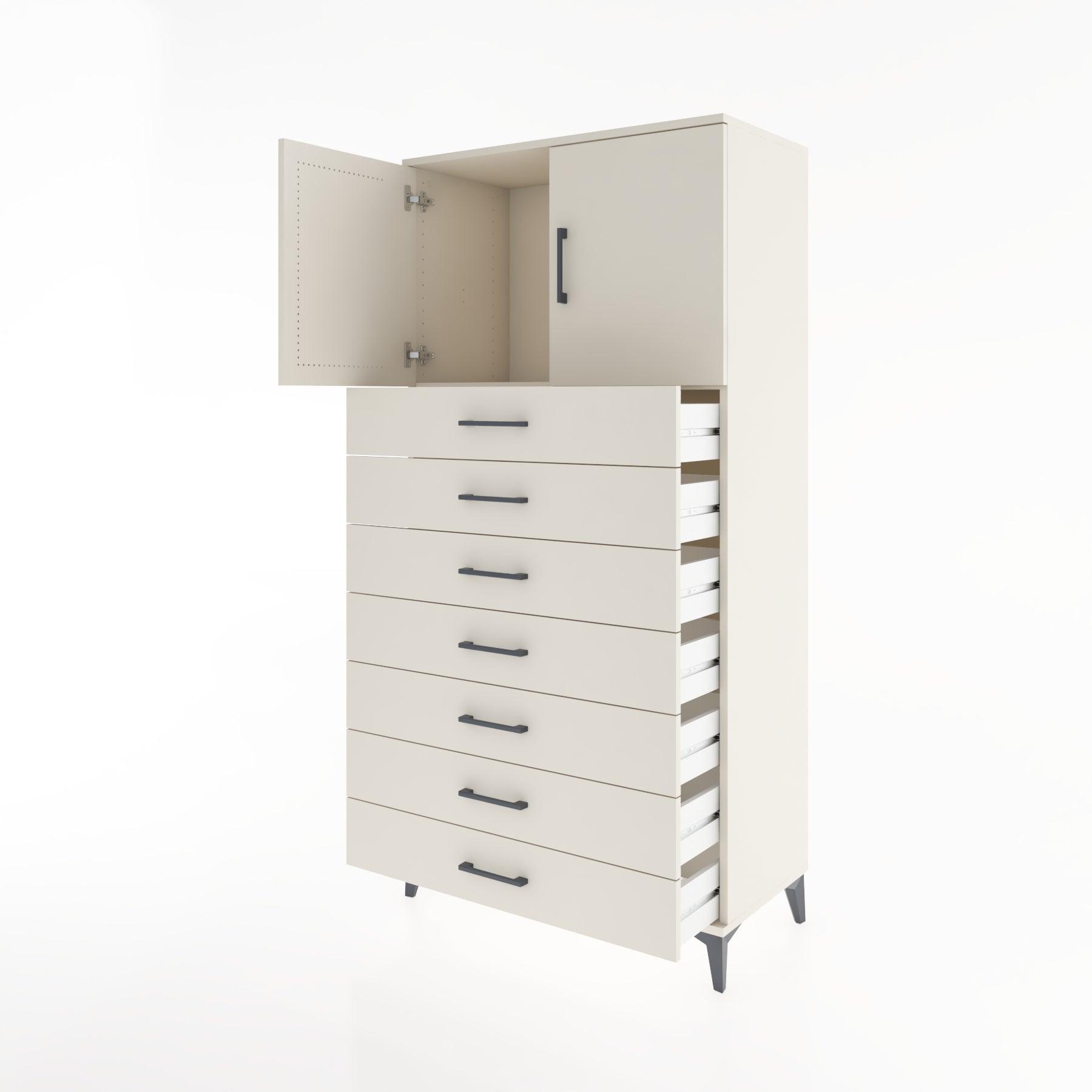 Woodntry Modular Cabinet Moonstone 88x44x170 cm with Doors and Drawers KC2-1