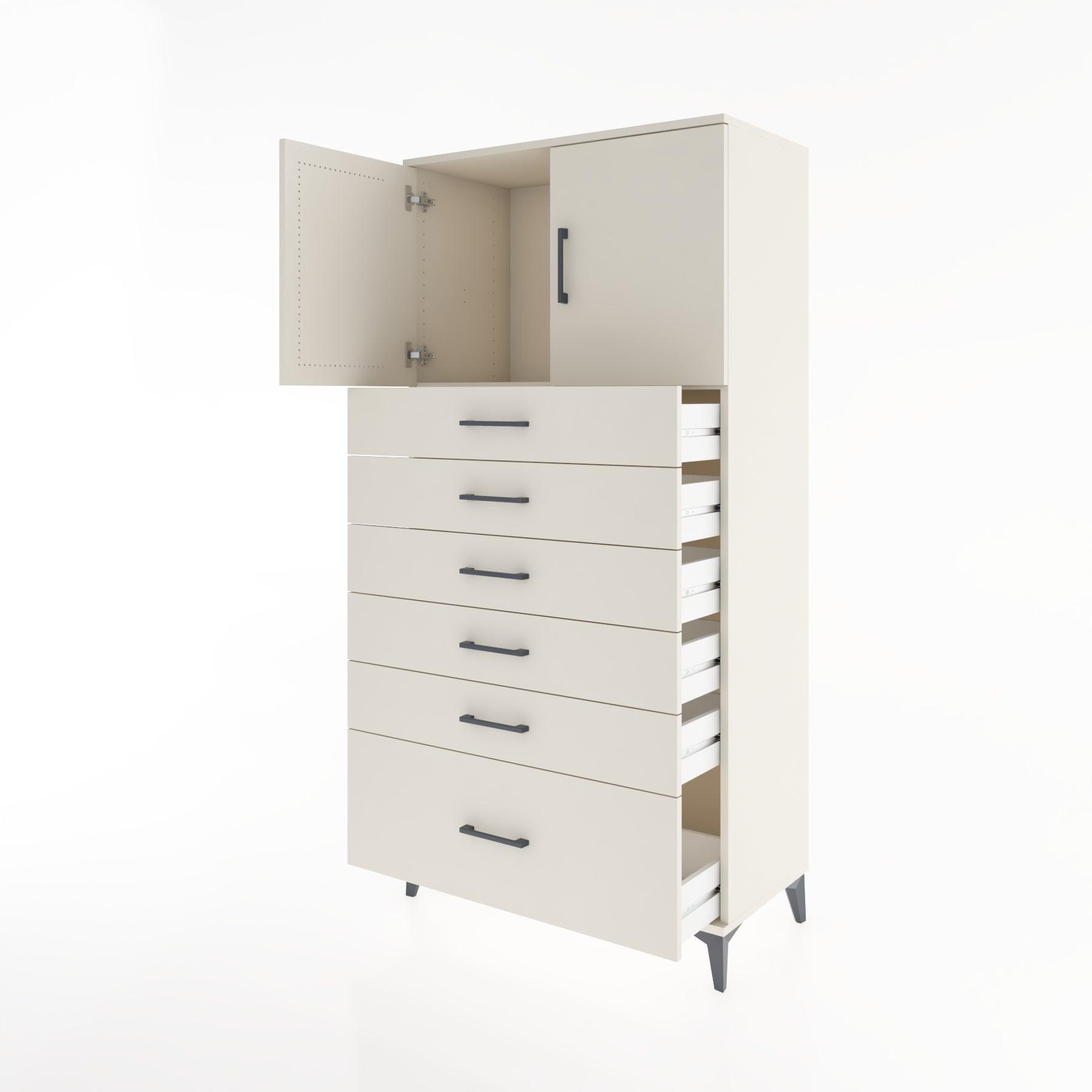Woodntry Modular Cabinet Moonstone 88x44x170 cm with Doors and Drawers KC11-1