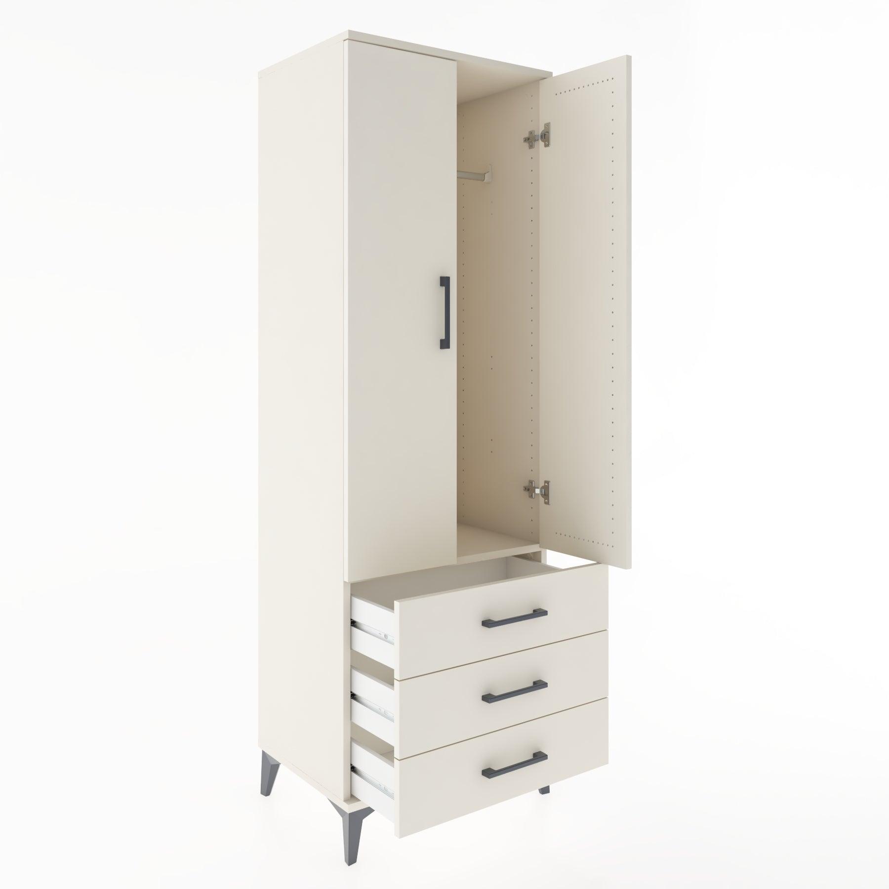 Woodntry Modular Cabinet Moonstone 60x44x170 cm with Doors and Drawers KC28-1