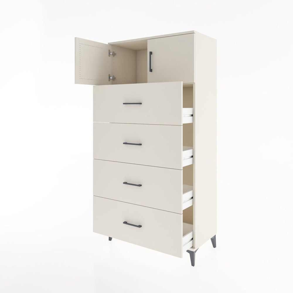 Woodntry Modular Cabinet Moonstone 88x44x170 cm with Doors and Drawers KC25-1