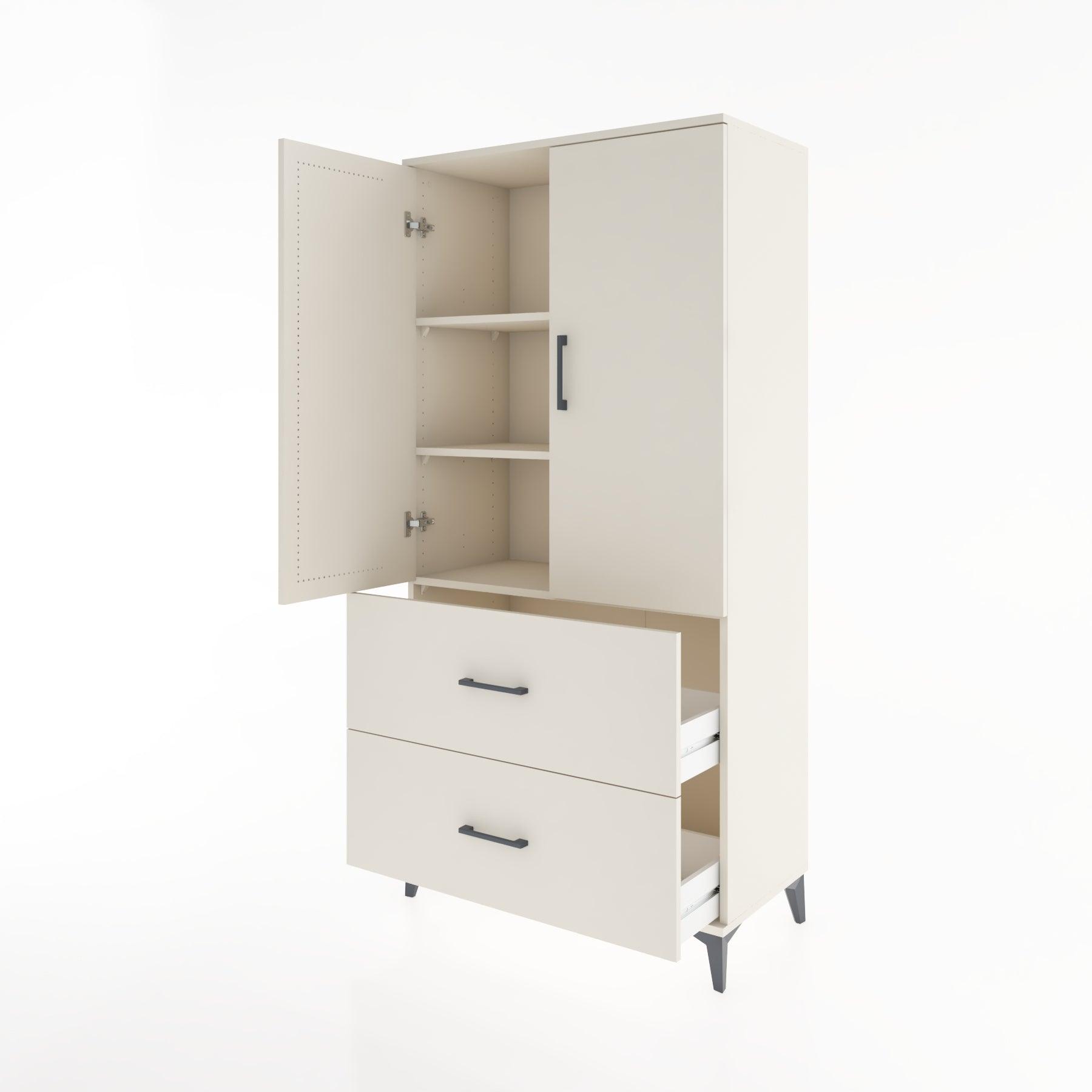 Woodntry Modular Cabinet Moonstone 88x44x170 cm with Doors and Drawers KC21-1