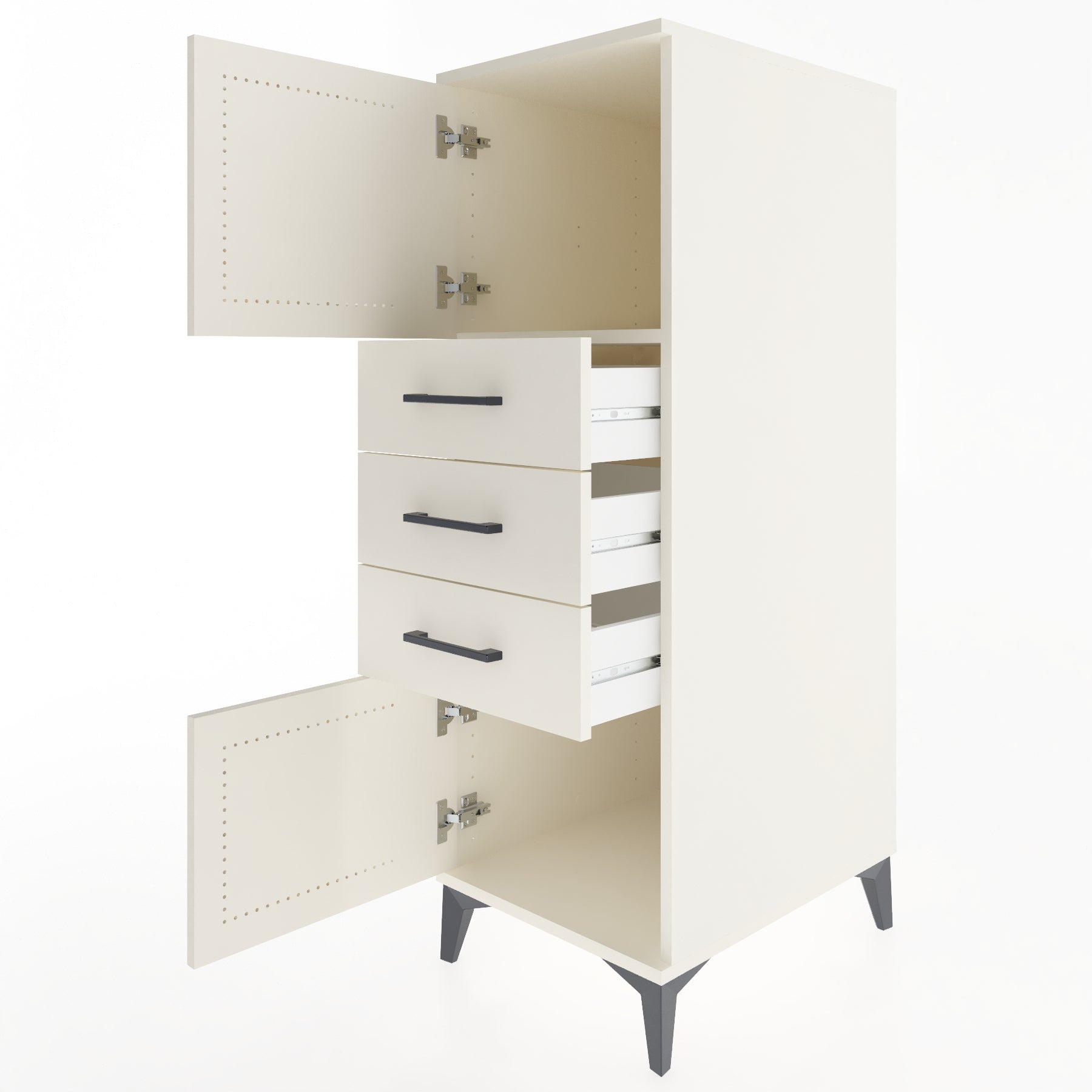 Woodntry Modüler Dolap Aytaşı 44x59x122 cm Kapaklı ve Çekmeceli KC51-1