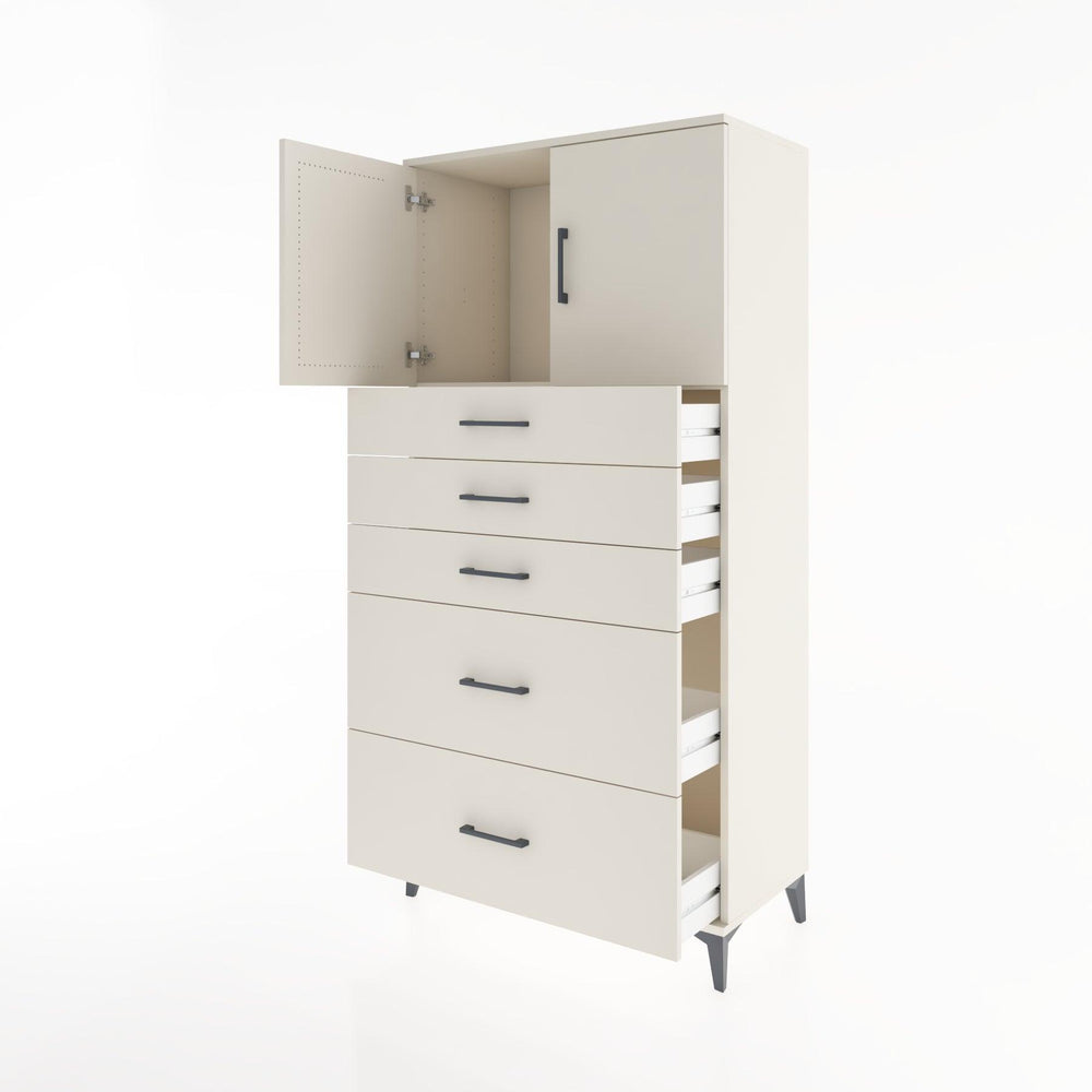 Woodntry Modüler Dolap Aytaşı 88x44x170 cm Kapaklı ve Çekmeceli KC18-1