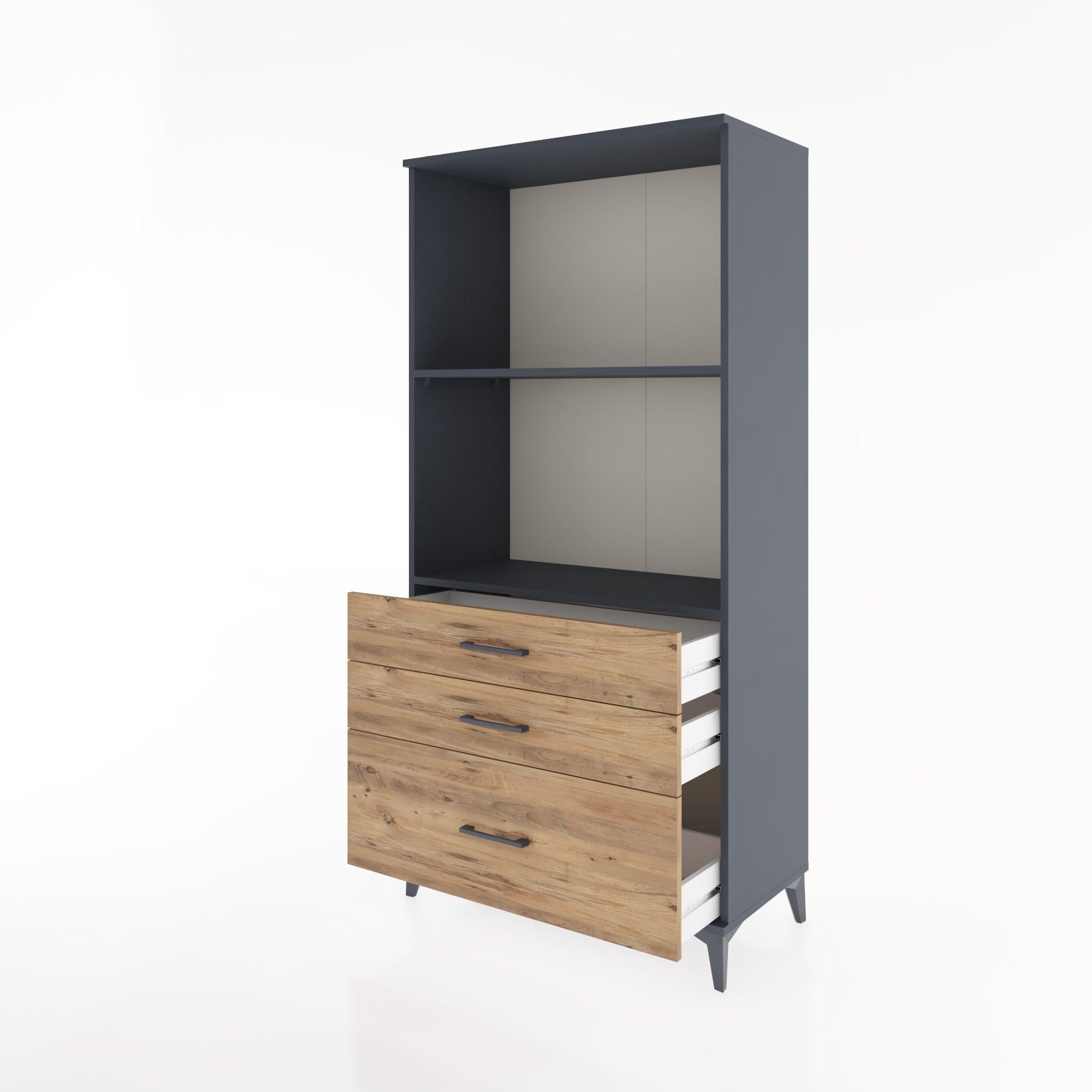 Woodntry Modular Cabinet Anthracite 88x44x170 cm with Drawers and Shelves CR42-2