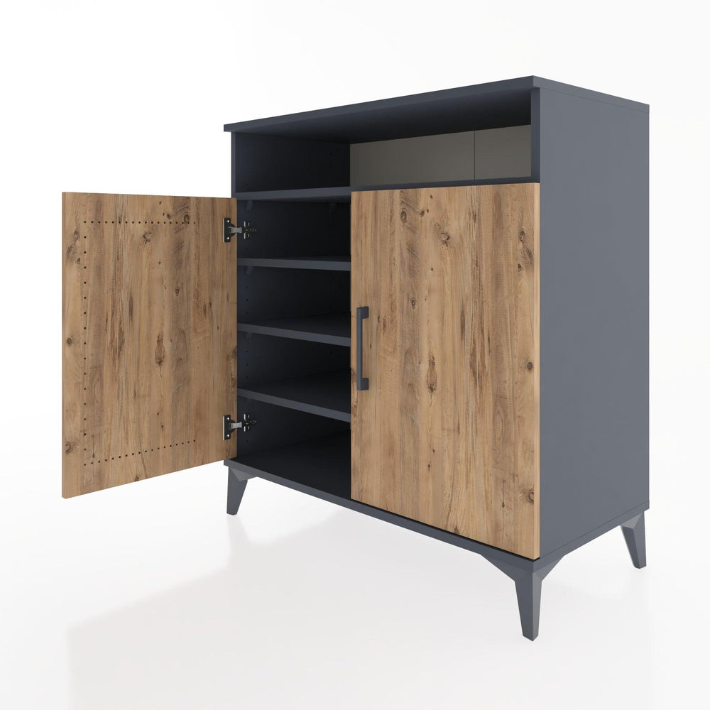 Woodntry Modüler Şifonyer Antrasit 88x44x84 cm Kapaklı ve Raflı KR82-2