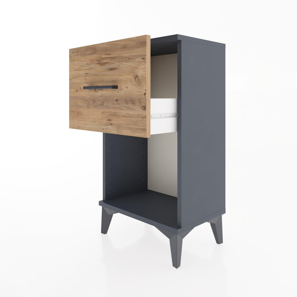 Woodntry Modüler Komodin Tek Çekmece ve Raflı V1 44x30x68 cm Antrasit - Woodntry