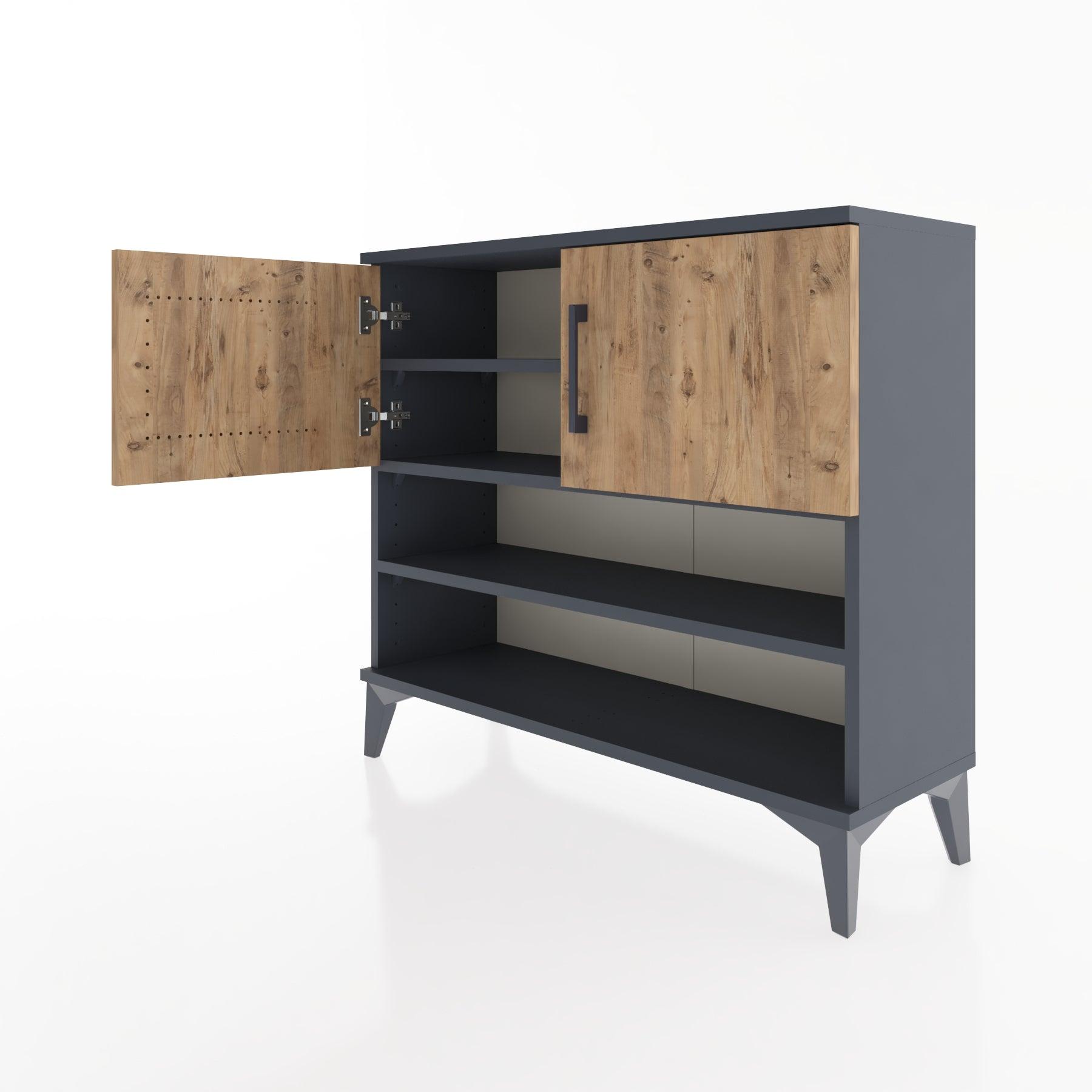 Woodntry Modüler Şifonyer İki Kapak ve Raflı V2 88x30x68 cm Çam - Woodntry