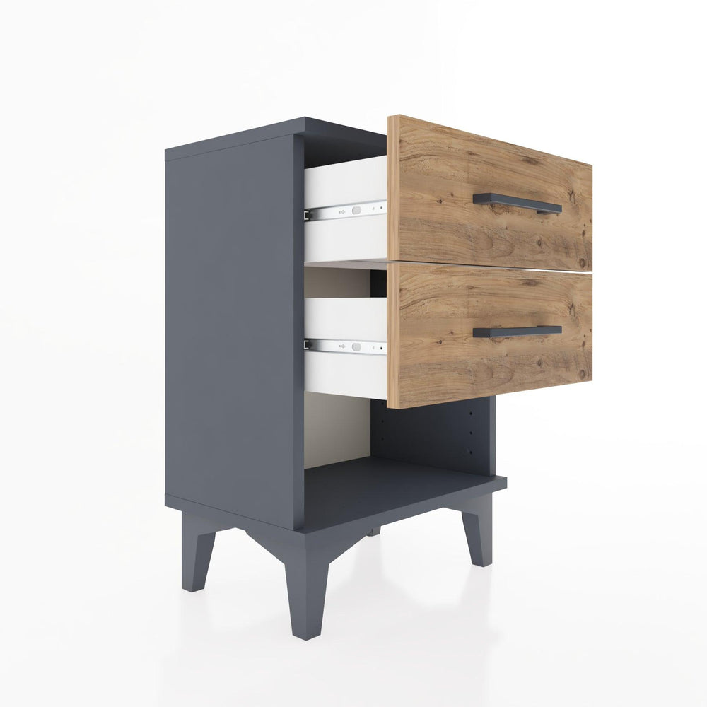 Woodntry Modüler Komodin İki Çekmece ve Raf 44x30x52 cm Antrasit - Woodntry