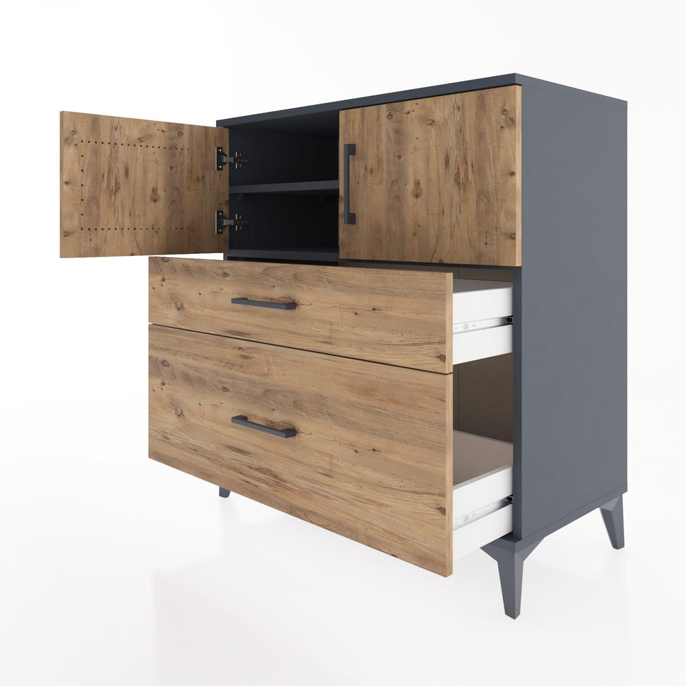 Woodntry Modular Dresser Anthracite 88x44x84 cm with Cover and Drawer KC109-2