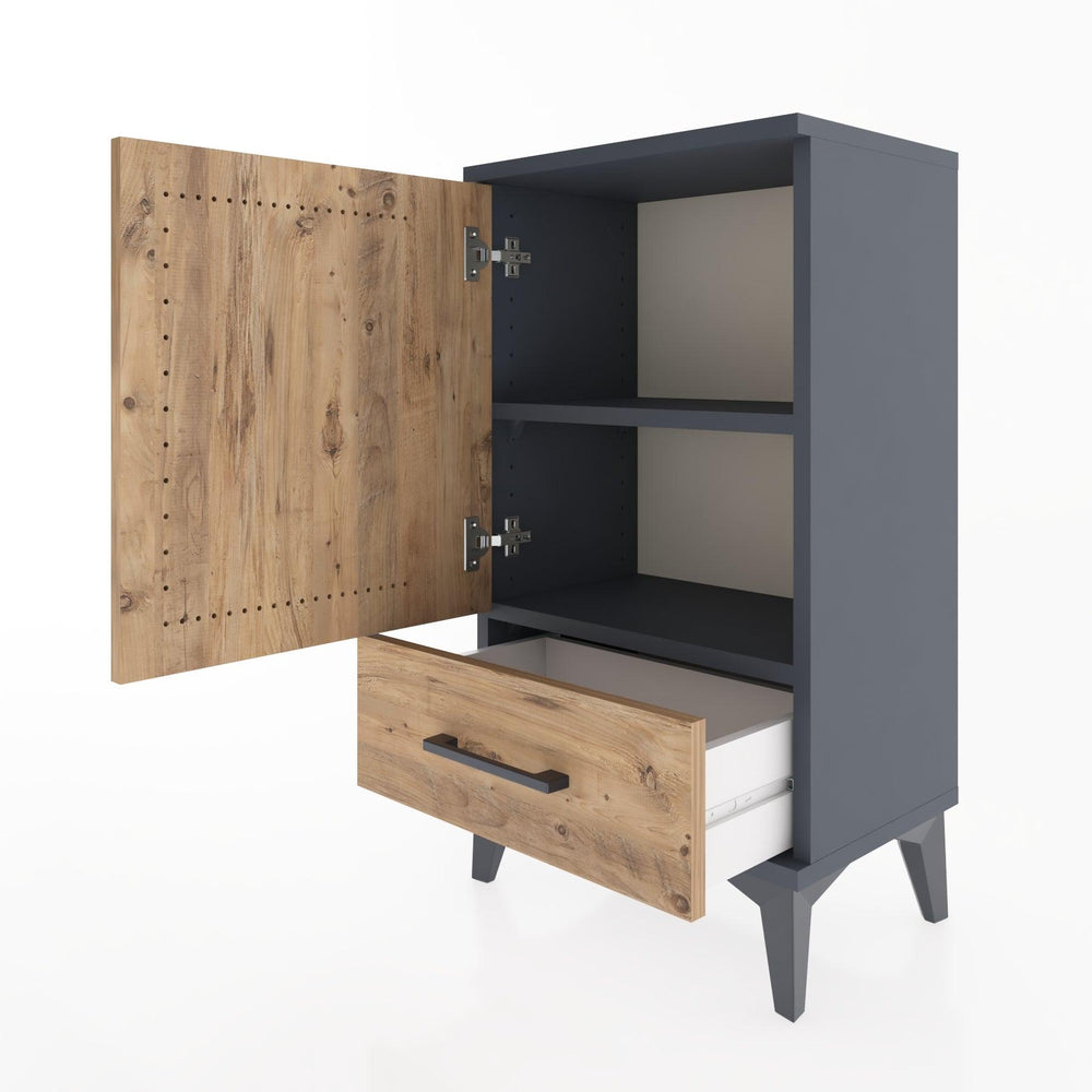 Woodntry Modüler Komodin Çekmece ve Kapaklı V3 44x30x68 cm Antrasit - Woodntry