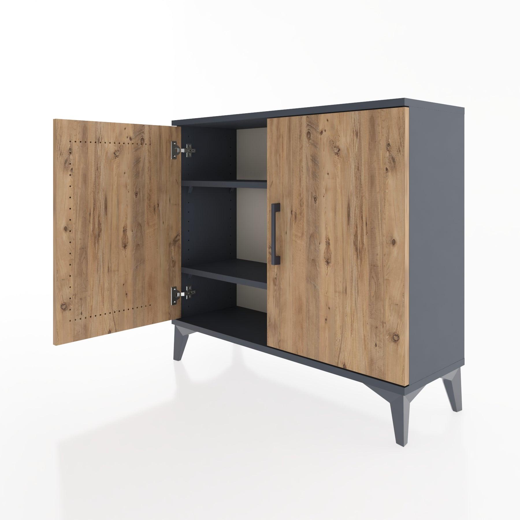 Woodntry Modüler Şifonyer İki Kapaklı V1 88x30x68 cm Antrasit - Woodntry