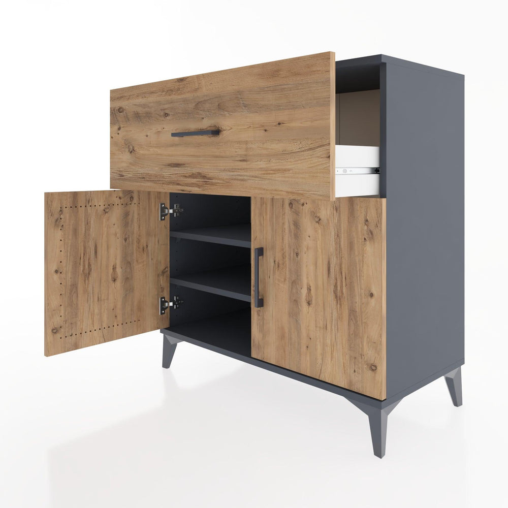 Woodntry Modular Dresser Anthracite 88x44x84 cm with Cover and Drawer KC49-2