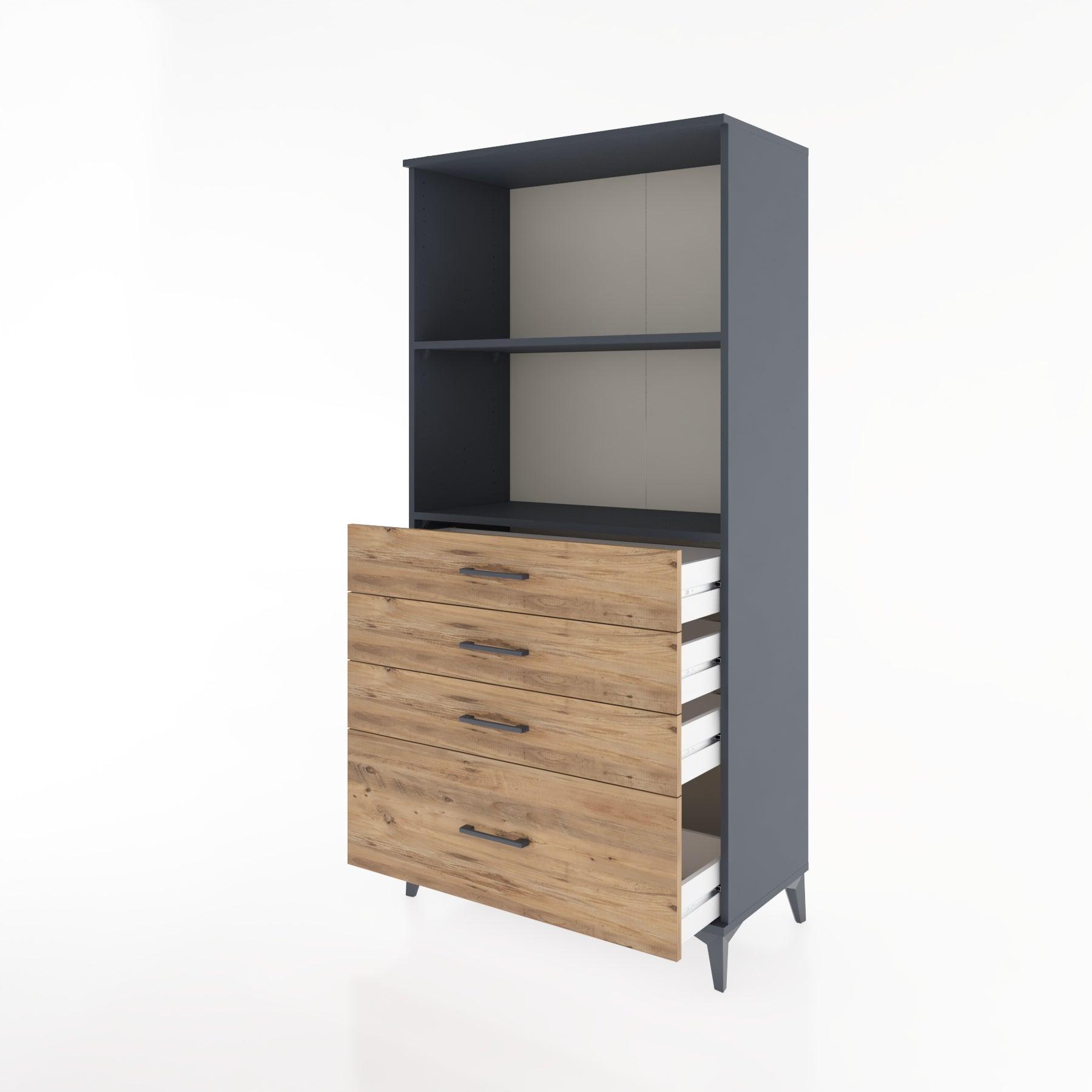 Woodntry Modular Cabinet Anthracite 88x44x170 cm with Drawers and Shelves CR41-2