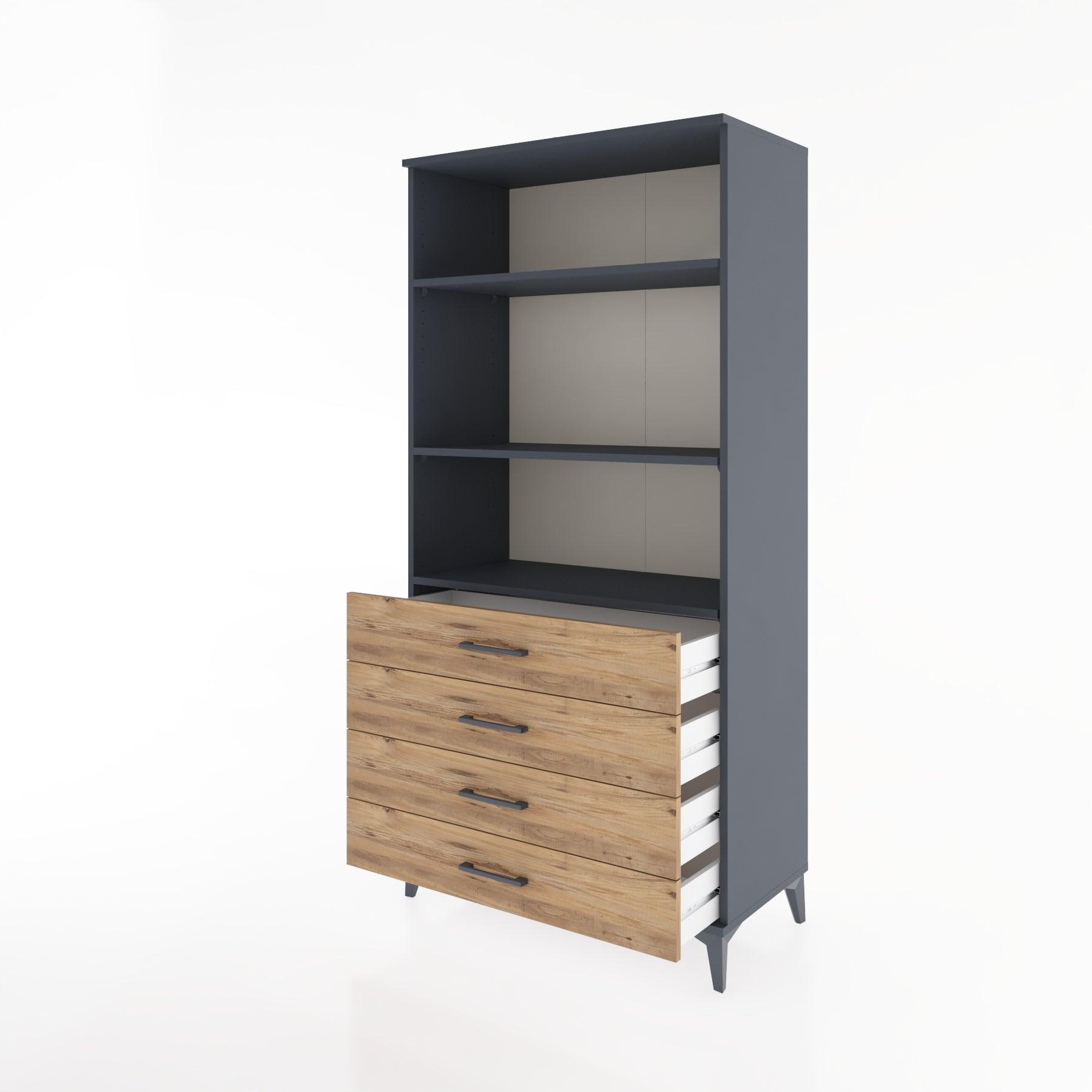 Woodntry Modular Cabinet Anthracite 88x44x170 cm with Drawers and Shelves CR36-2