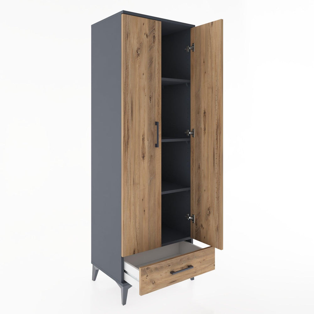 Woodntry Modular Cabinet Anthracite 60x44x170 cm with Doors and Drawers KC8-2