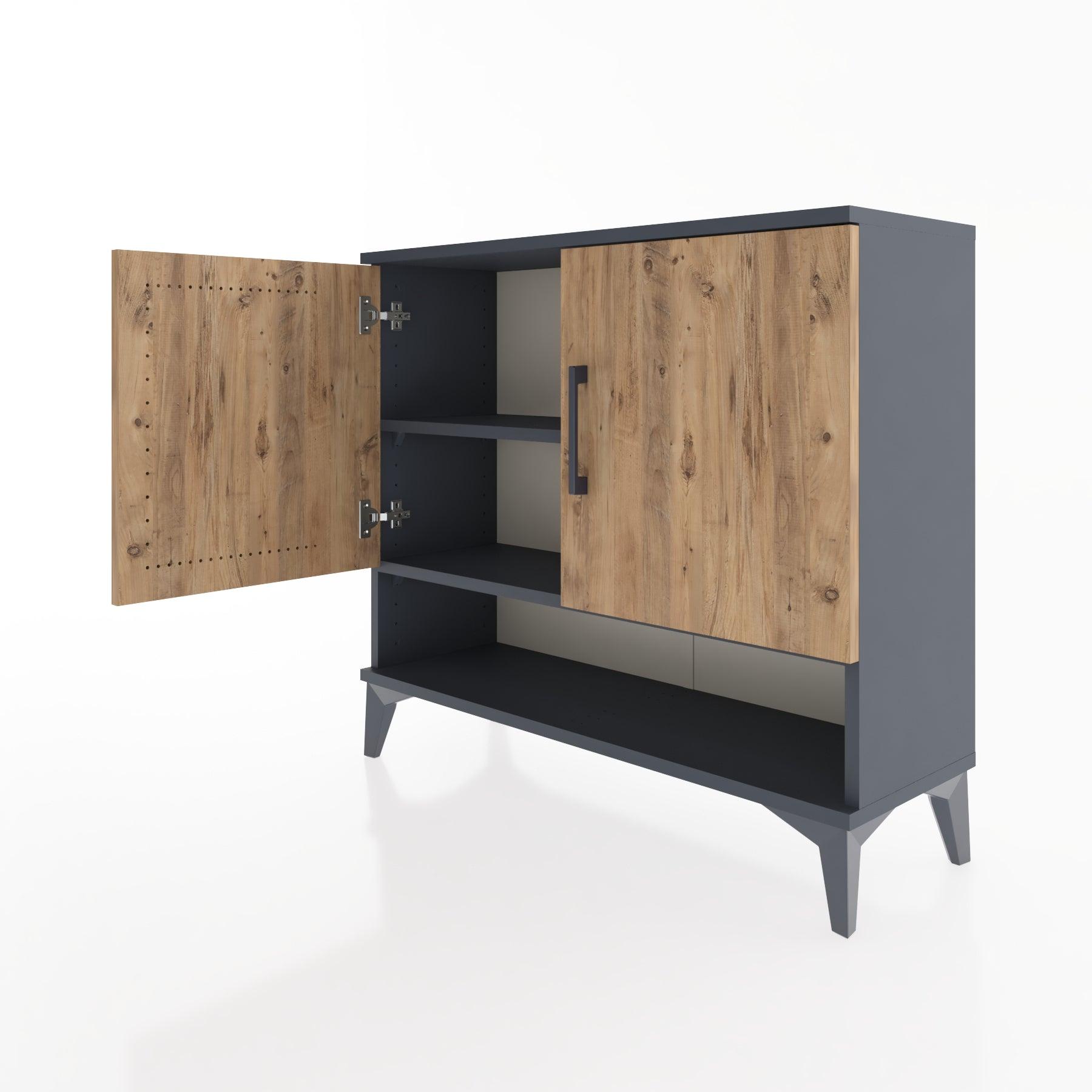 Woodntry Modüler Şifonyer İki Kapak ve Raflı V1 88x30x68 cm Antrasit - Woodntry