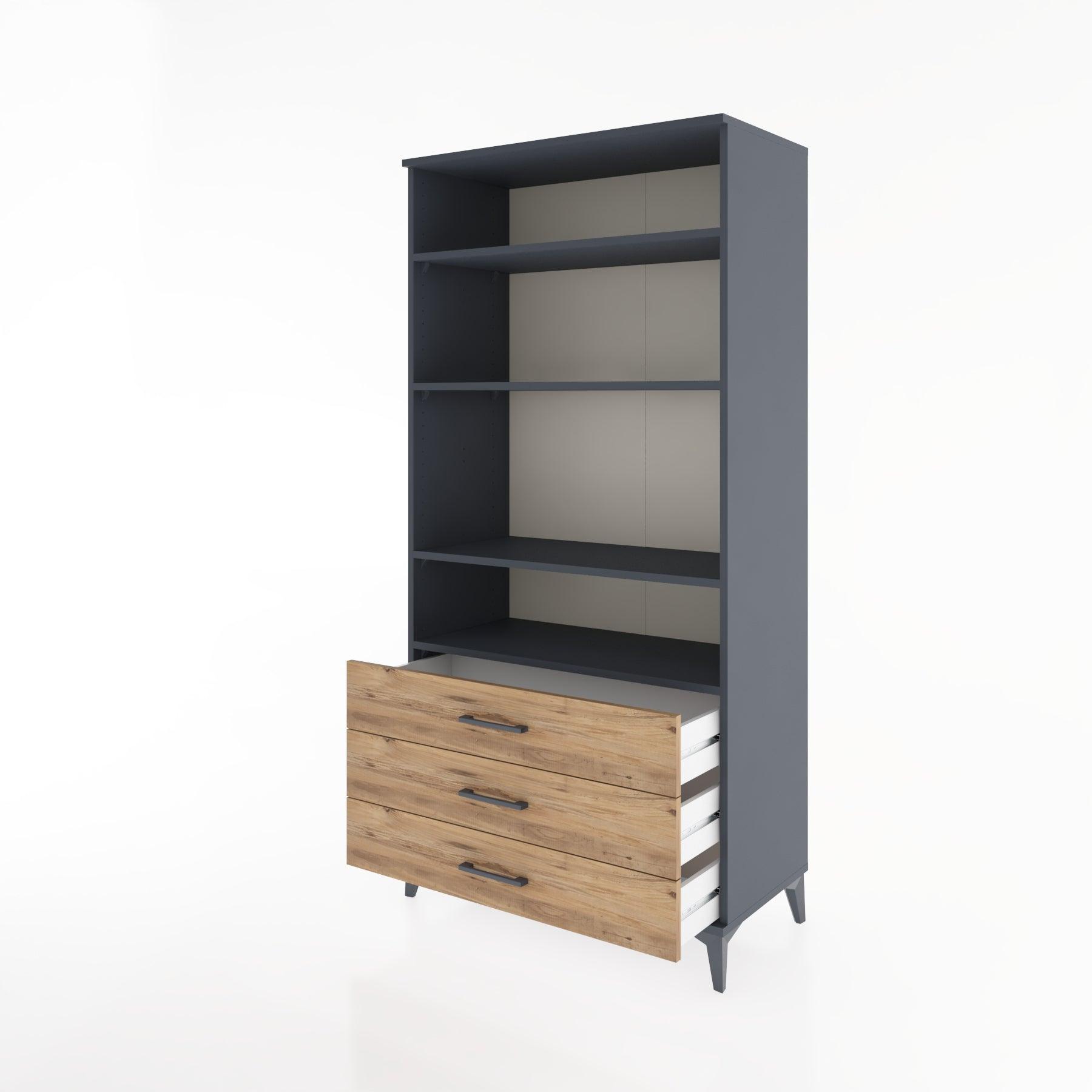 Woodntry Modular Cabinet Anthracite 88x44x170 cm with Drawers and Shelves CR37-2