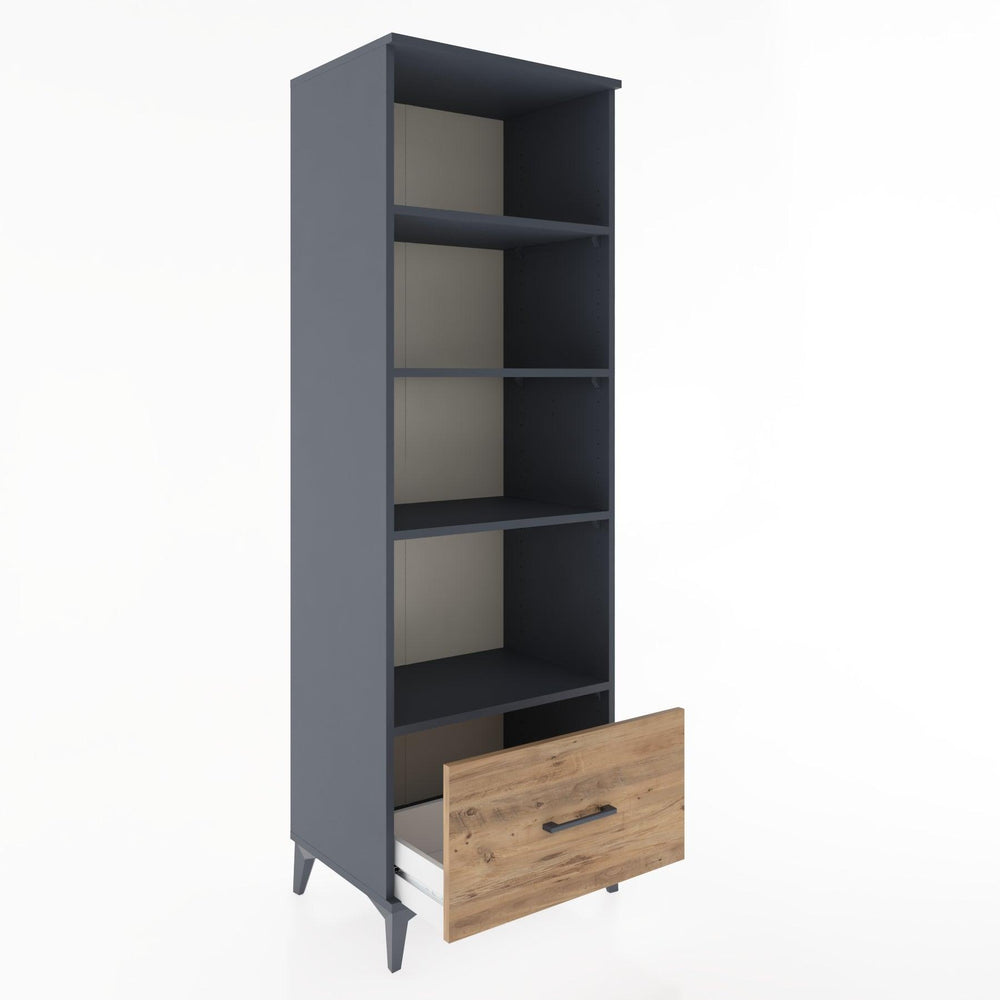 Woodntry Modüler Dolap Antrasit 60x44x170 cm Çekmeceli ve Raflı CR44-2