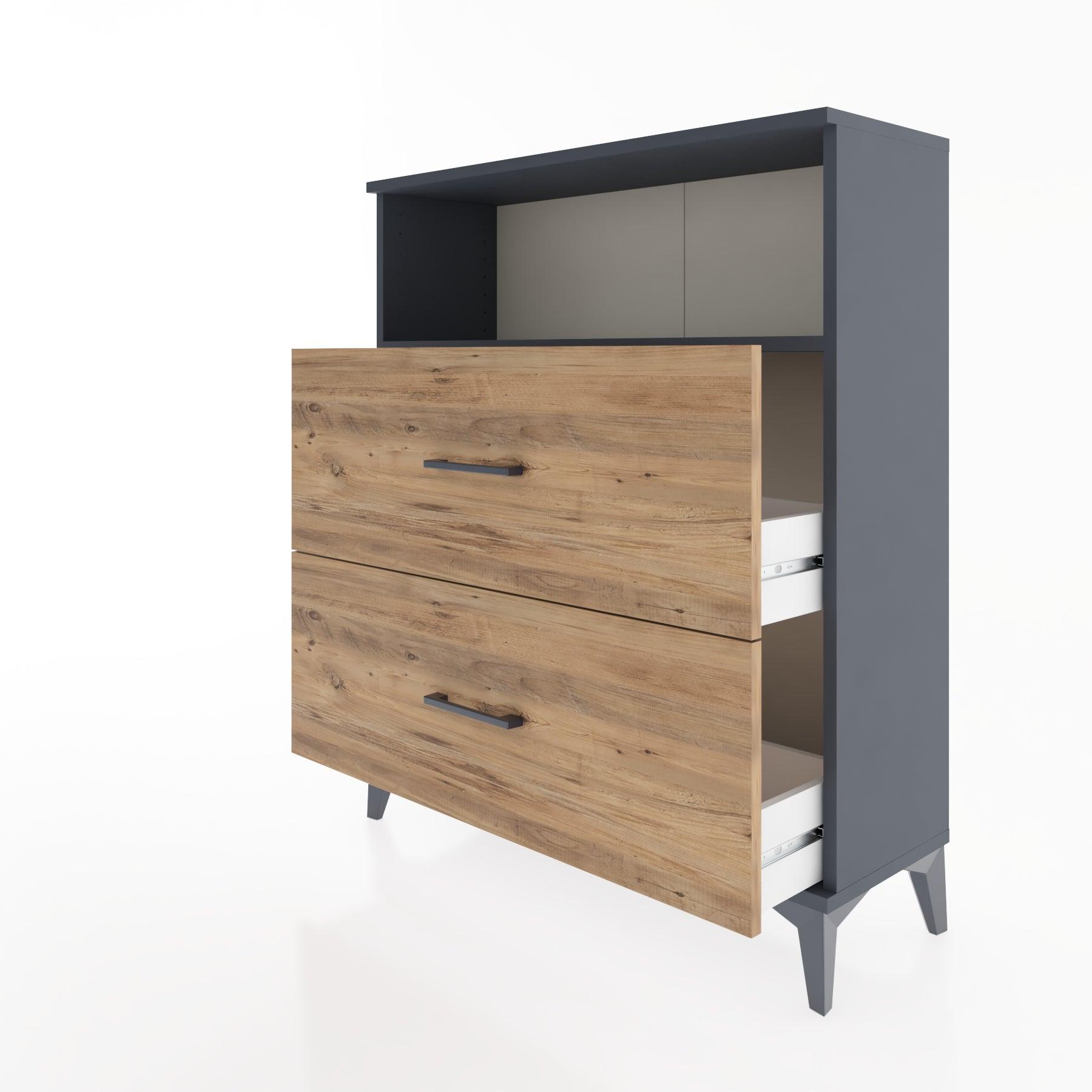 Woodntry Modular Dresser Anthracite 88x30x94 cm with Drawers and Shelves CR16-2