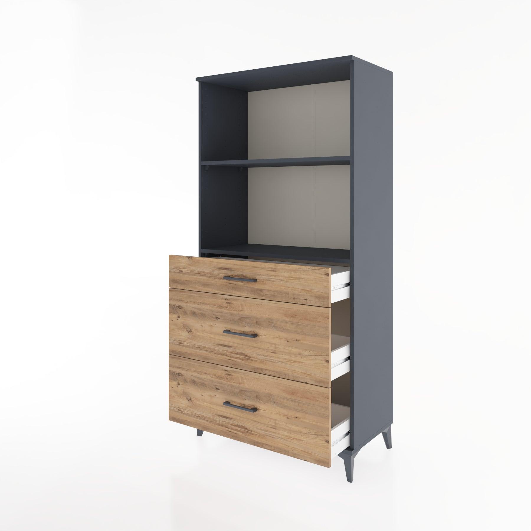 Woodntry Modular Cabinet Anthracite 88x44x170 cm with Drawers and Shelves CR48-2
