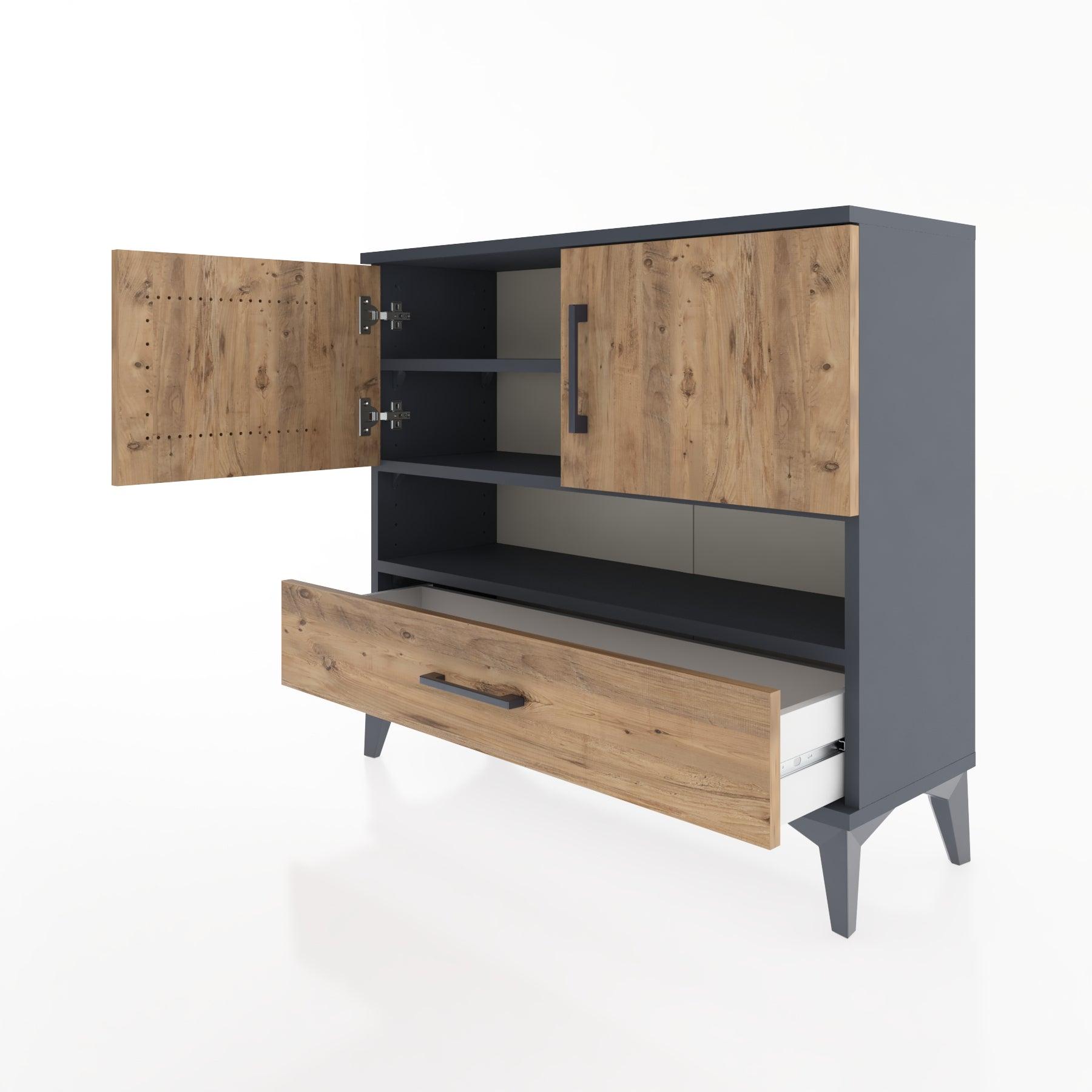 Woodntry Modüler Şifonyer İki Kapaklı T1 88x30x94 cm Antrasit - Woodntry