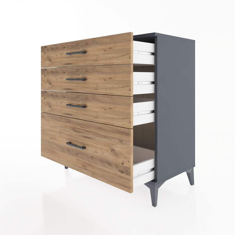 Woodntry Modüler Şifonyer Antrasit 88x44x84 cm Çekmeceli C8-2