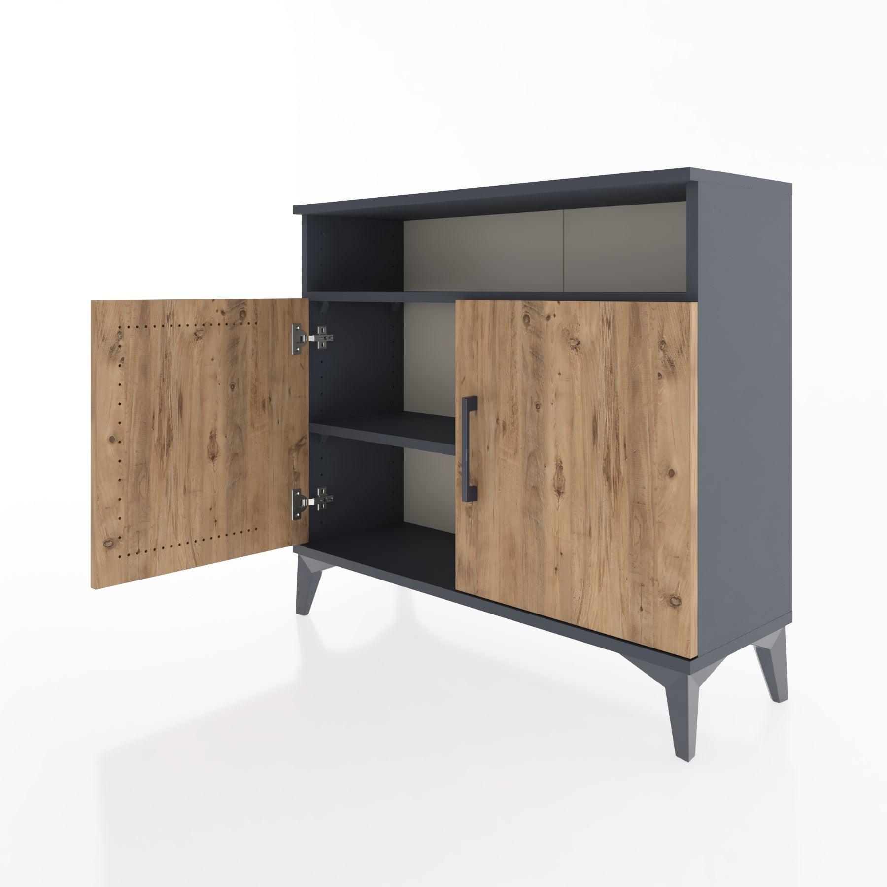 Woodntry Modüler Şifonyer Raf ve İki Kapaklı V1 88x30x68 cm Antrasit - Woodntry