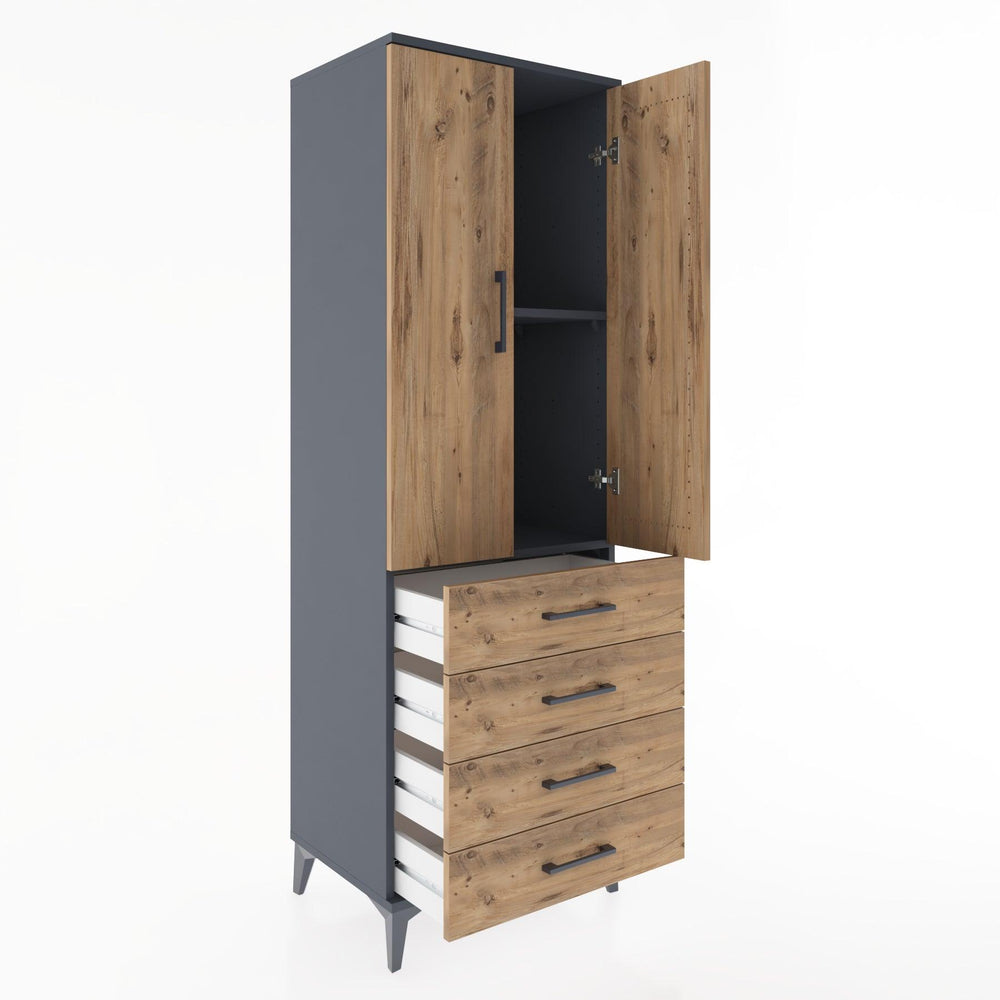 Woodntry Modular Cabinet Anthracite 60x44x170 cm with Doors and Drawers KC5-2