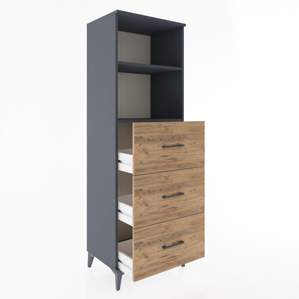 Woodntry Modular Cabinet Anthracite 60x44x170 cm with Drawers and Shelves CR51-2