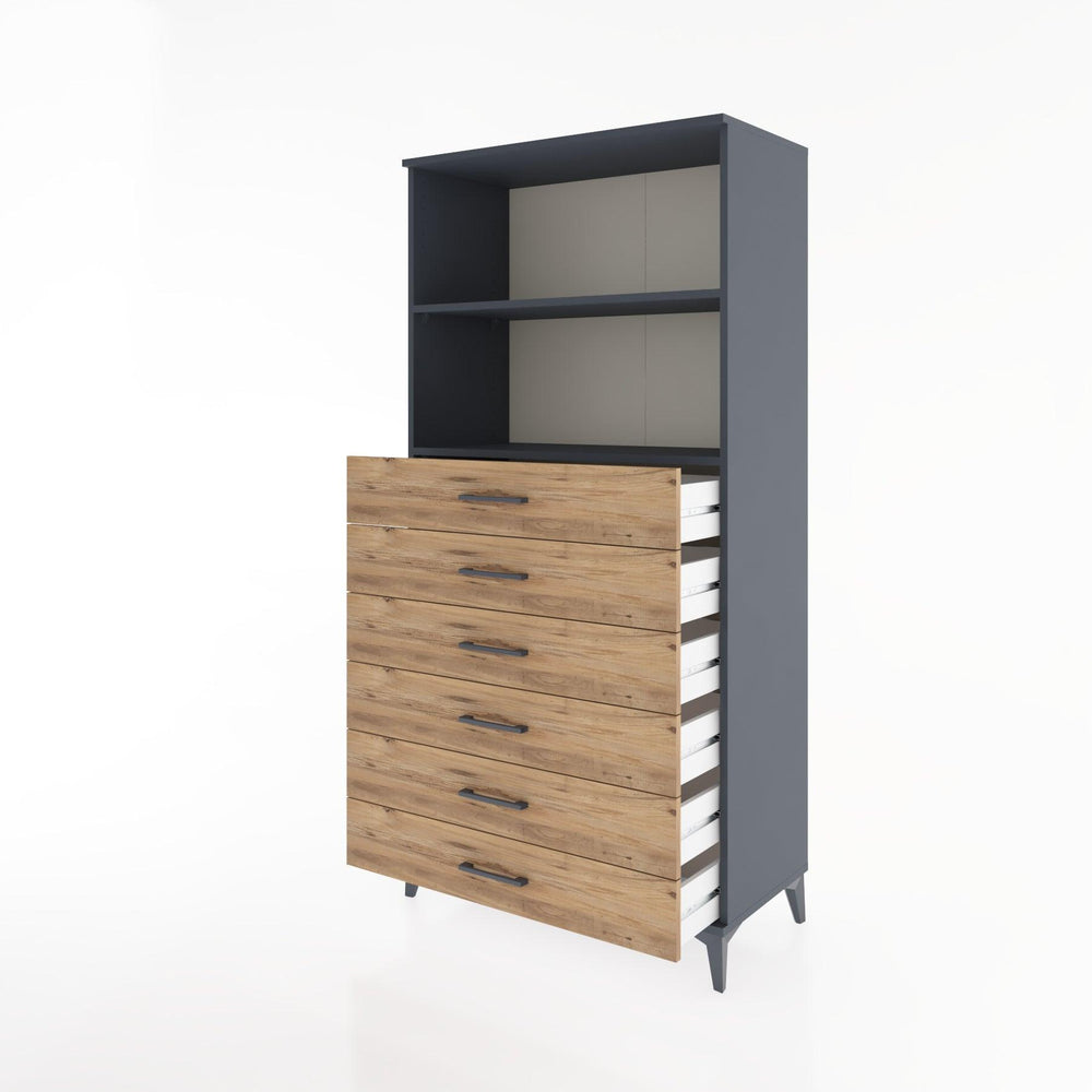 Woodntry Modular Cabinet Anthracite 88x44x170 cm with Drawers and Shelves CR34-2