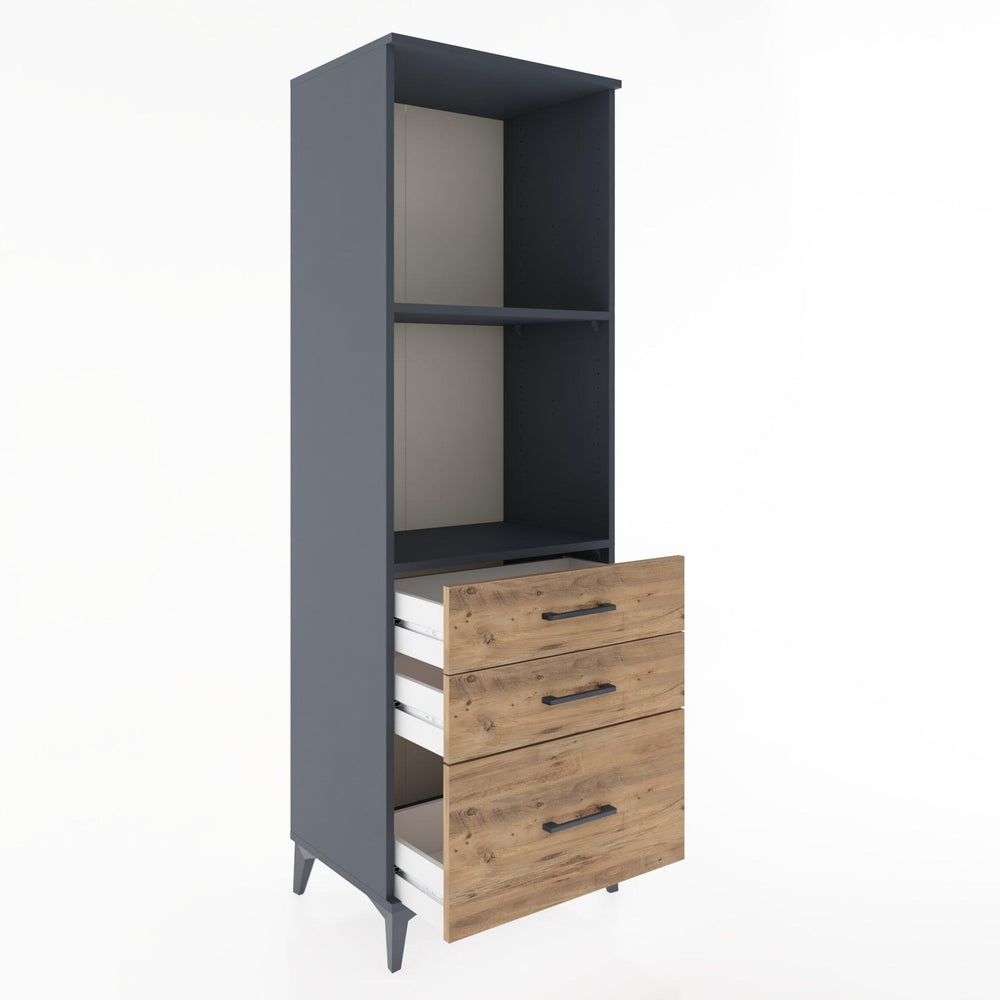 Woodntry Modular Cabinet Anthracite 60x44x170 cm with Drawers and Shelves CR42-2