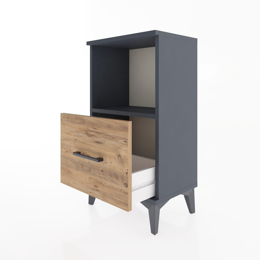 Woodntry Modüler Komodin Tek Çekmece ve Raflı V2 44x30x68 cm Antrasit - Woodntry