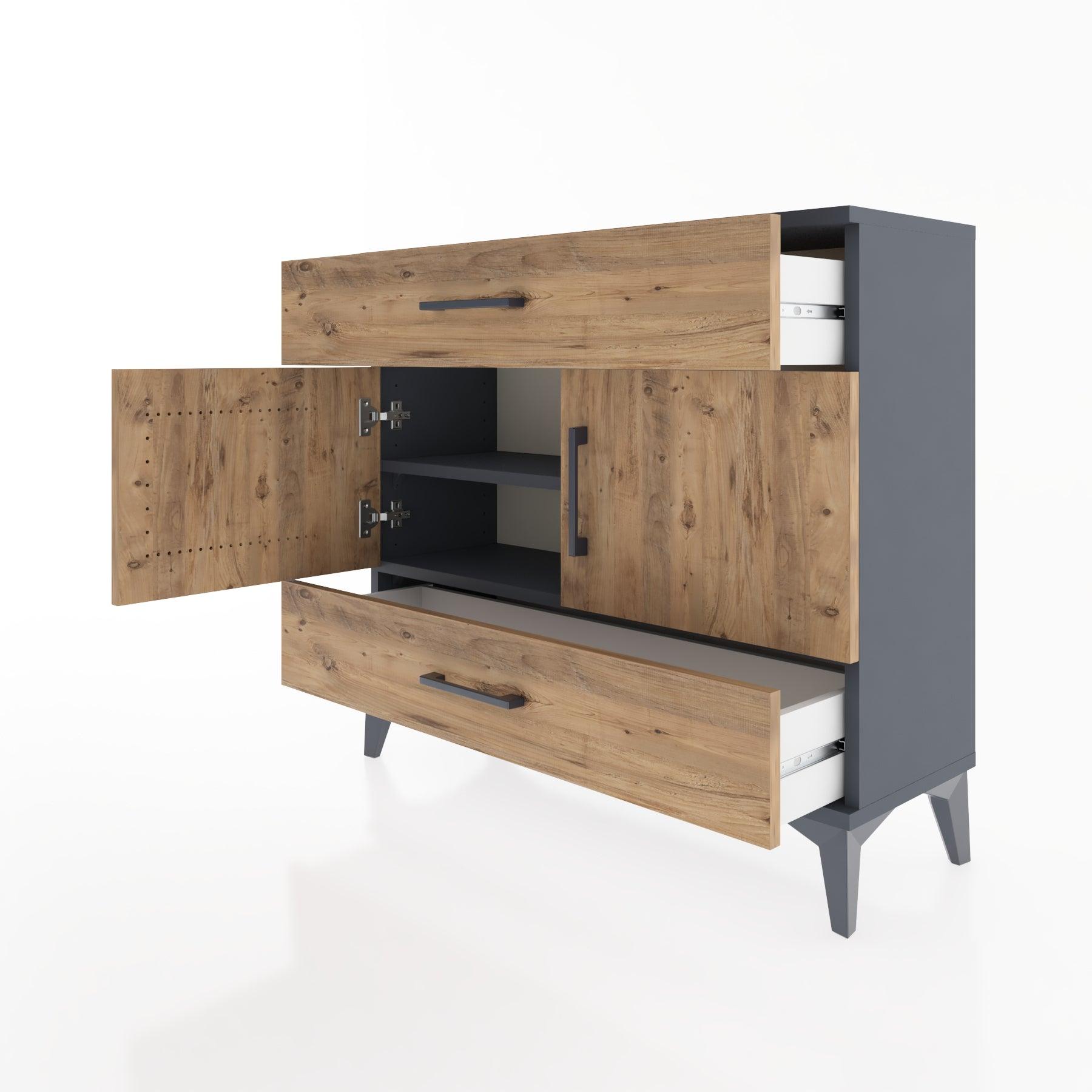 Woodntry Modüler Şifonyer Çekmece ve Kapaklı T2 88x30x94 cm Antrasit - Woodntry