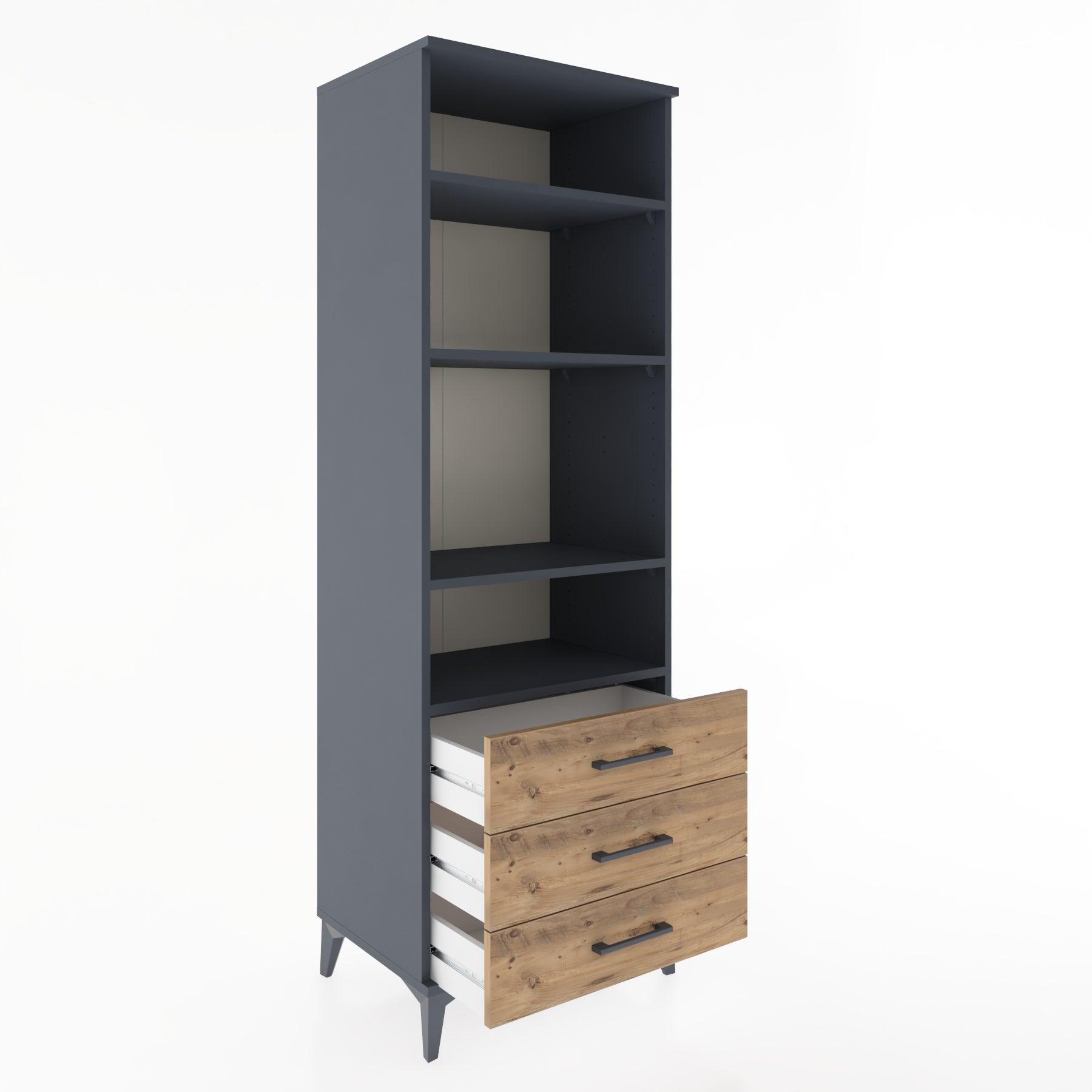 Woodntry Modular Cabinet Anthracite 60x44x170 cm with Drawers and Shelves CR37-2