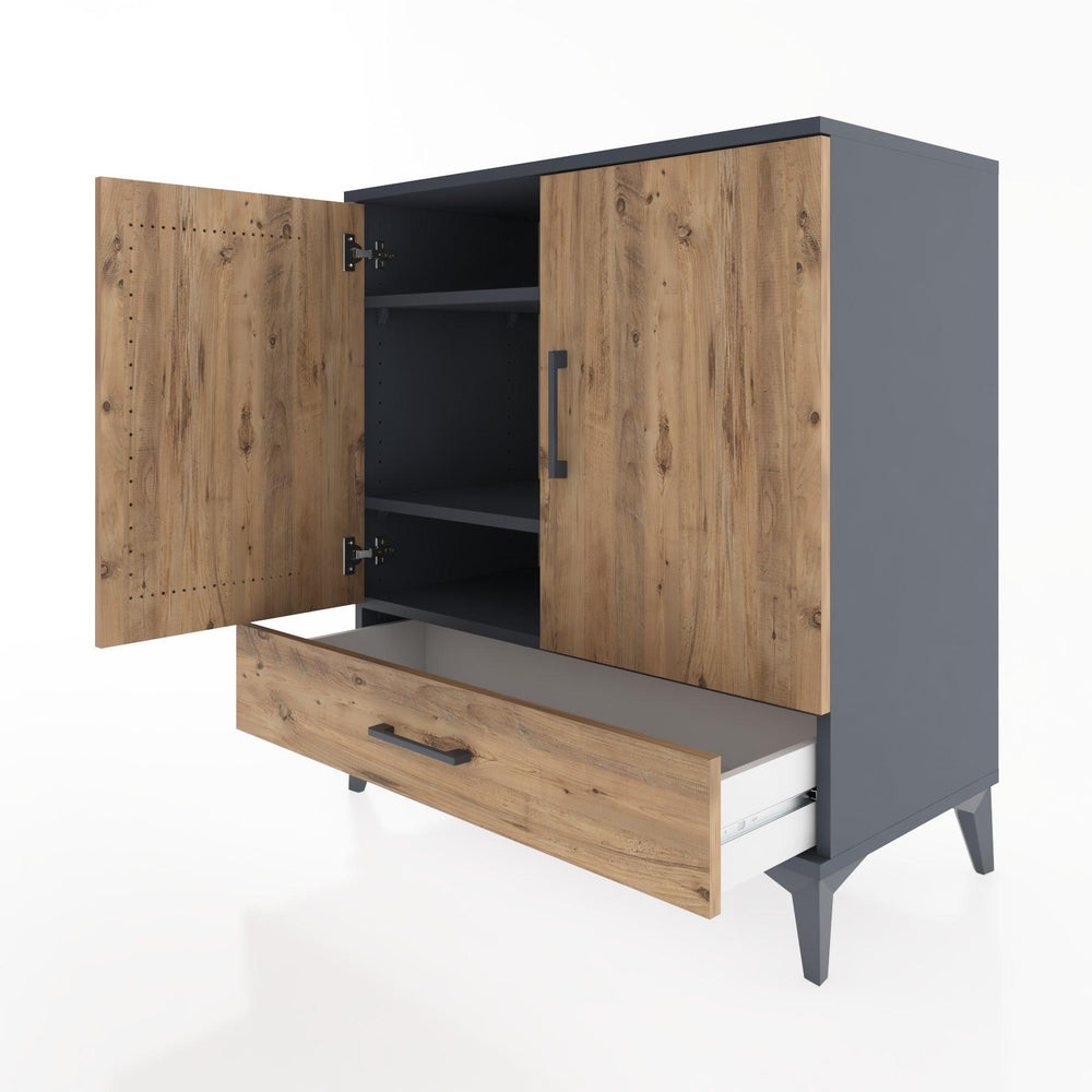 Woodntry Modüler Şifonyer Antrasit 88x44x84 cm Kapaklı ve Çekmeceli KC71-2