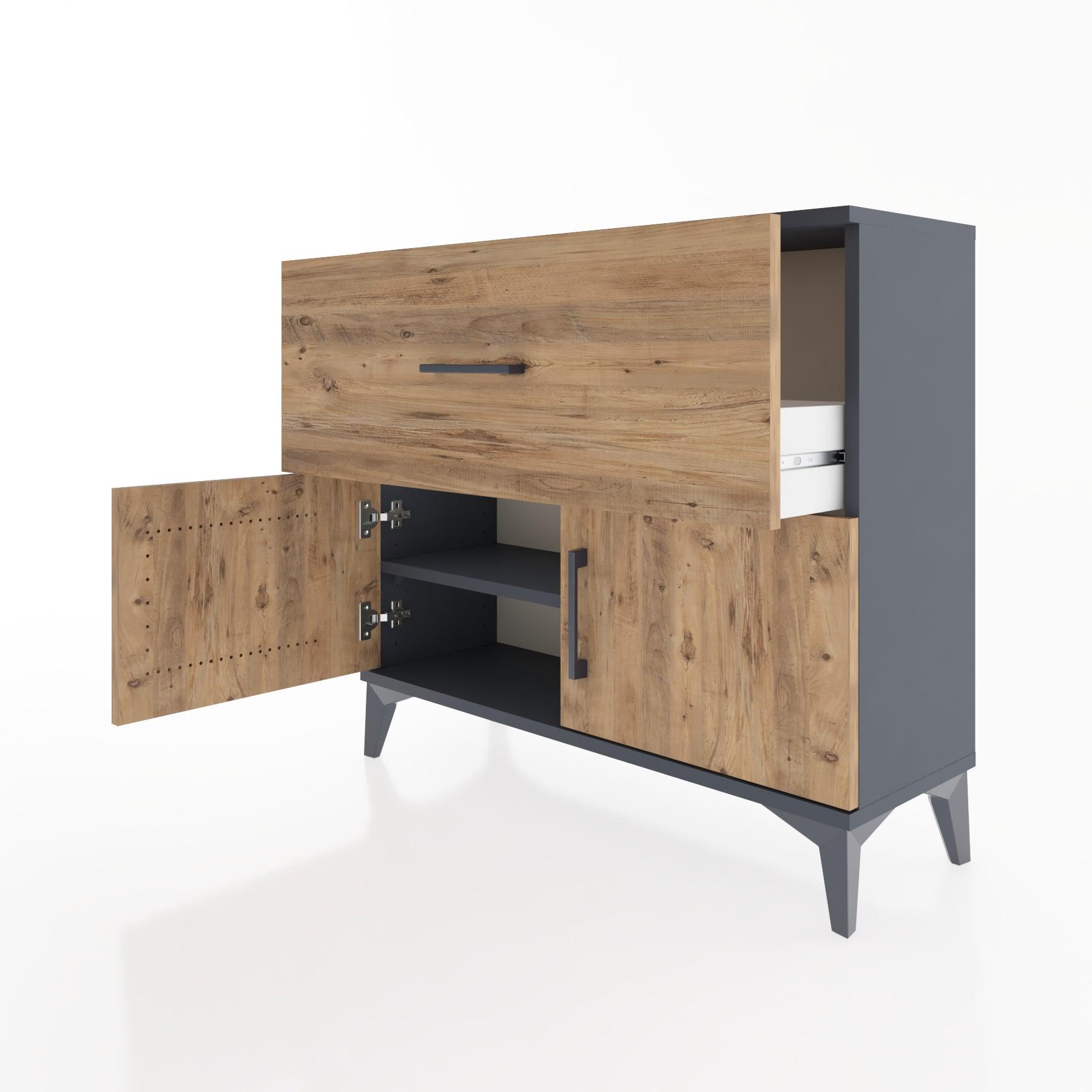 Woodntry Modüler Şifonyer Çekmece ve Kapaklı V2 88x30x68 cm Antrasit - Woodntry