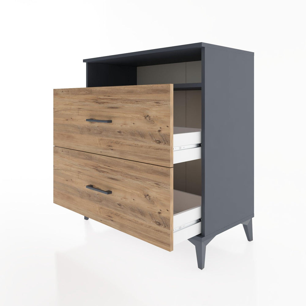 Woodntry Modüler Şifonyer Antrasit 88x44x84 cm Çekmeceli ve Raflı CR3-2