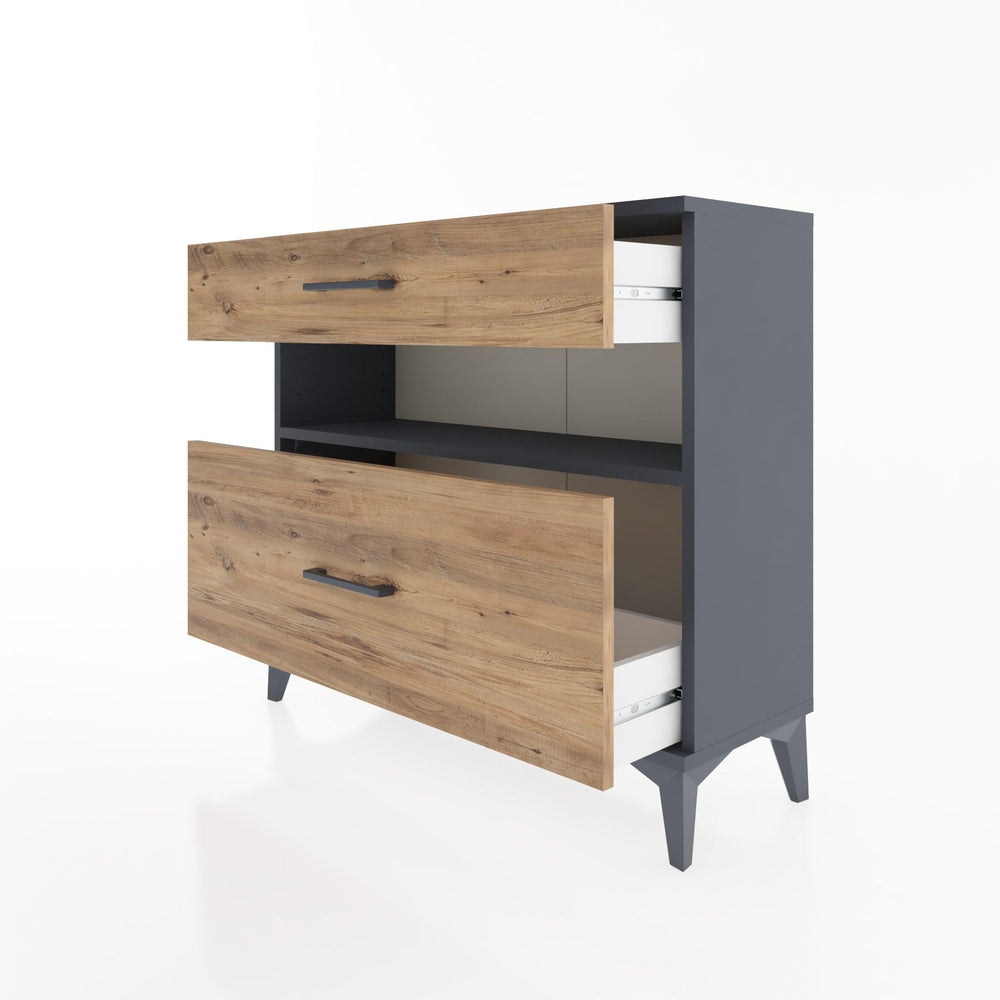 Woodntry Modüler Şifonyer İki Çekmeceli V9 88x30x68 cm Antrasit - Woodntry