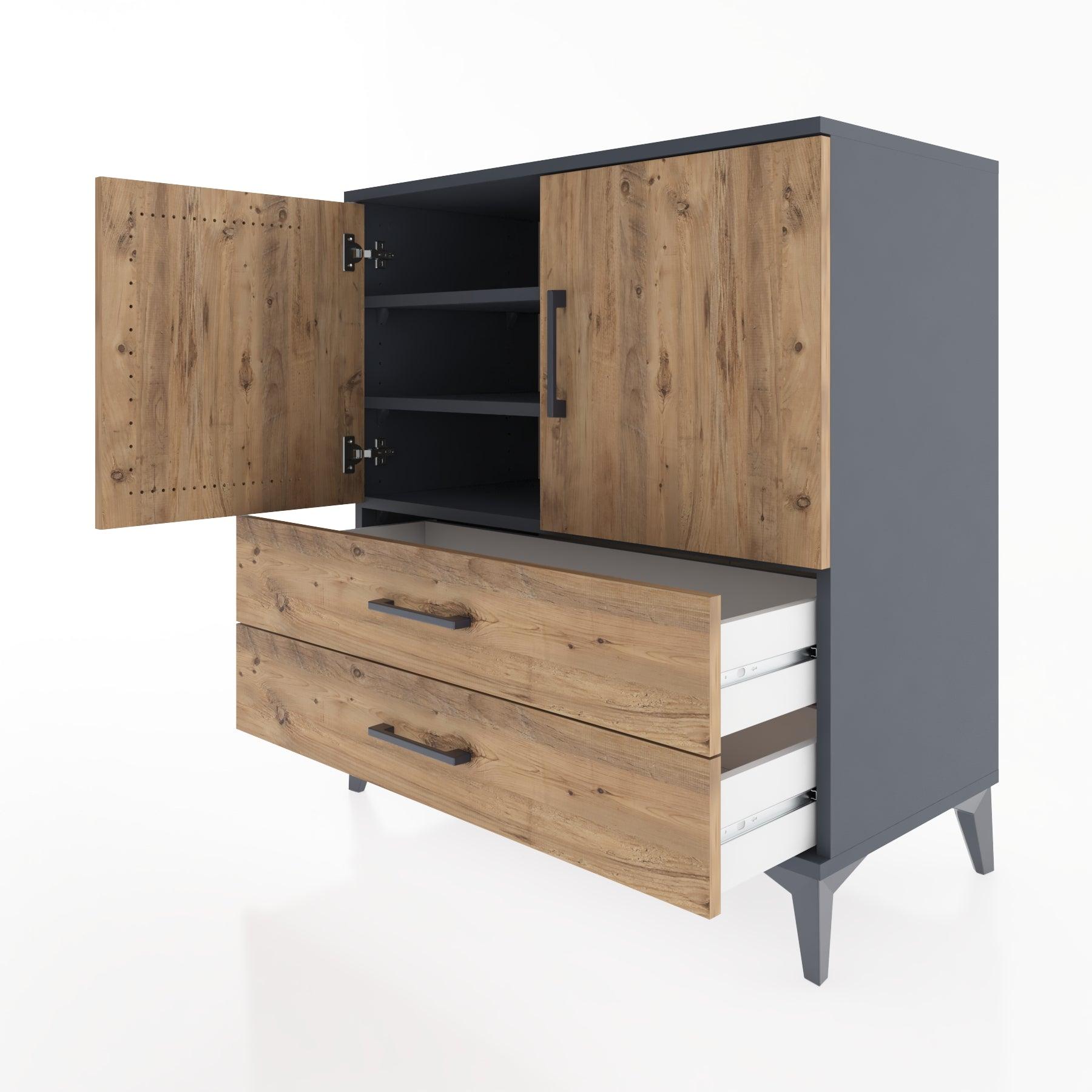 Woodntry Modular Dresser Anthracite 88x44x84 cm with Cover and Drawer KC22-2