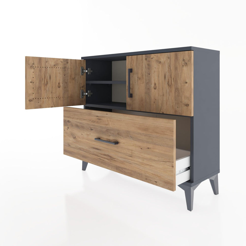 Woodntry Modüler Şifonyer Kapak ve Çekmeceli V2 88x30x68 cm Antrasit - Woodntry